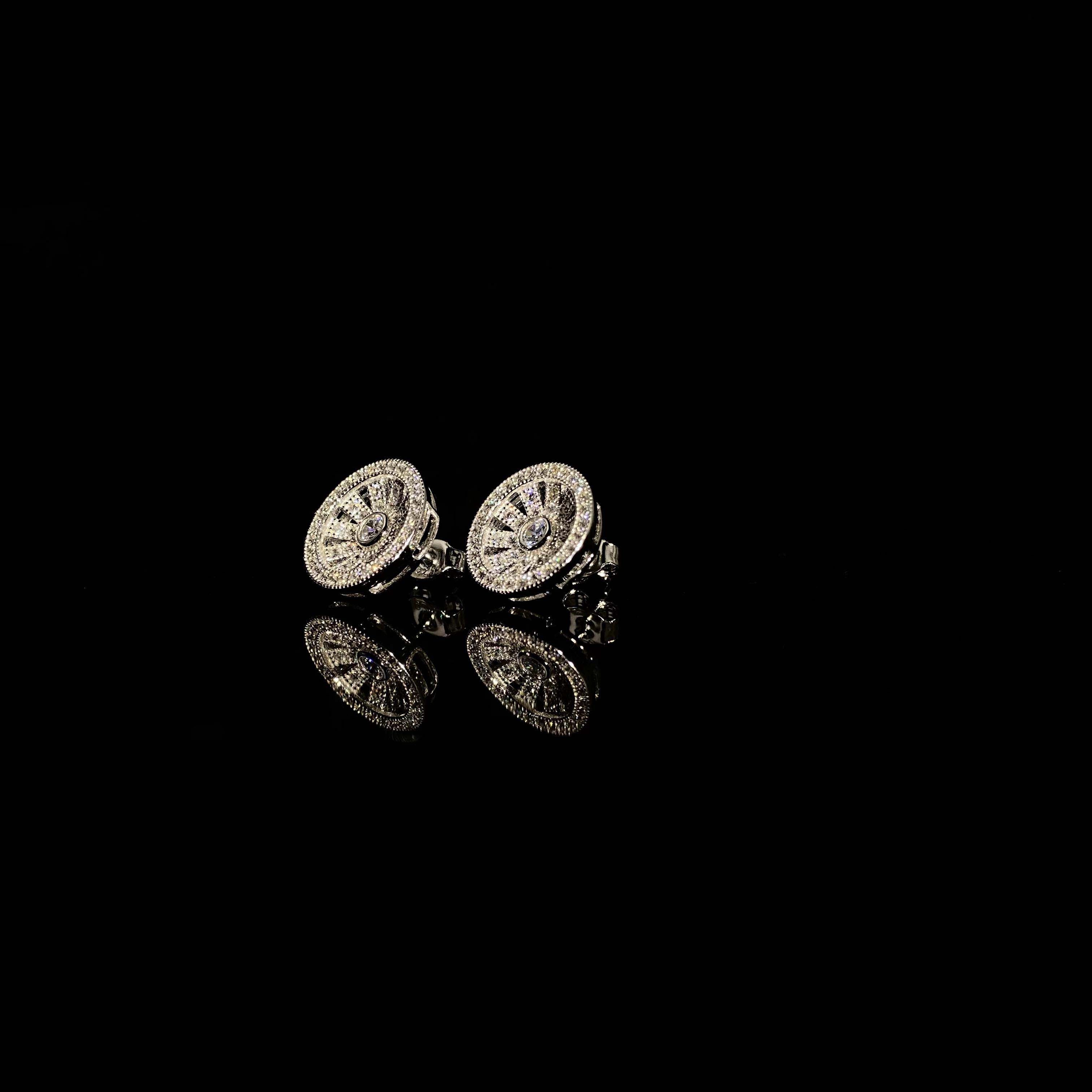 925 silver inlaid rotating  Earrings - a pair