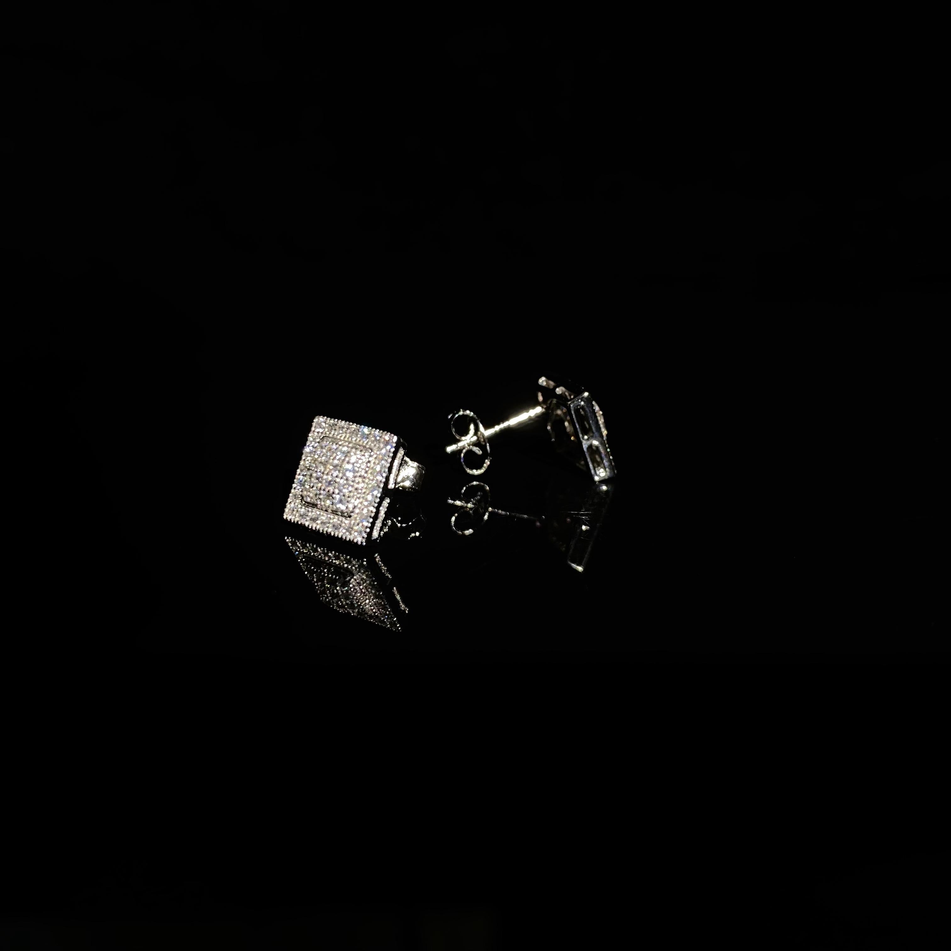 925 silver square arc Earrings - pair