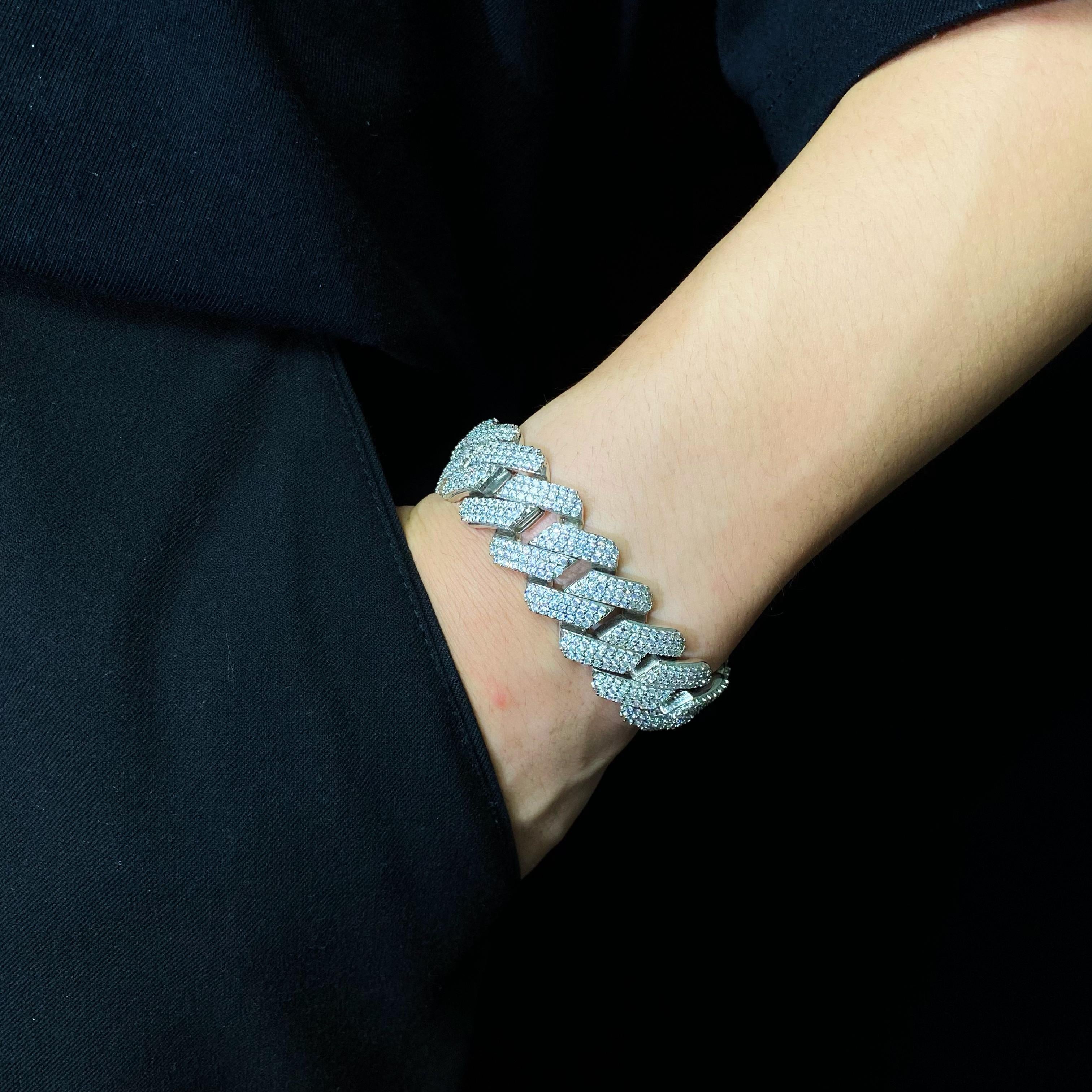 19mm Diamond Prong Cuban Bracelet