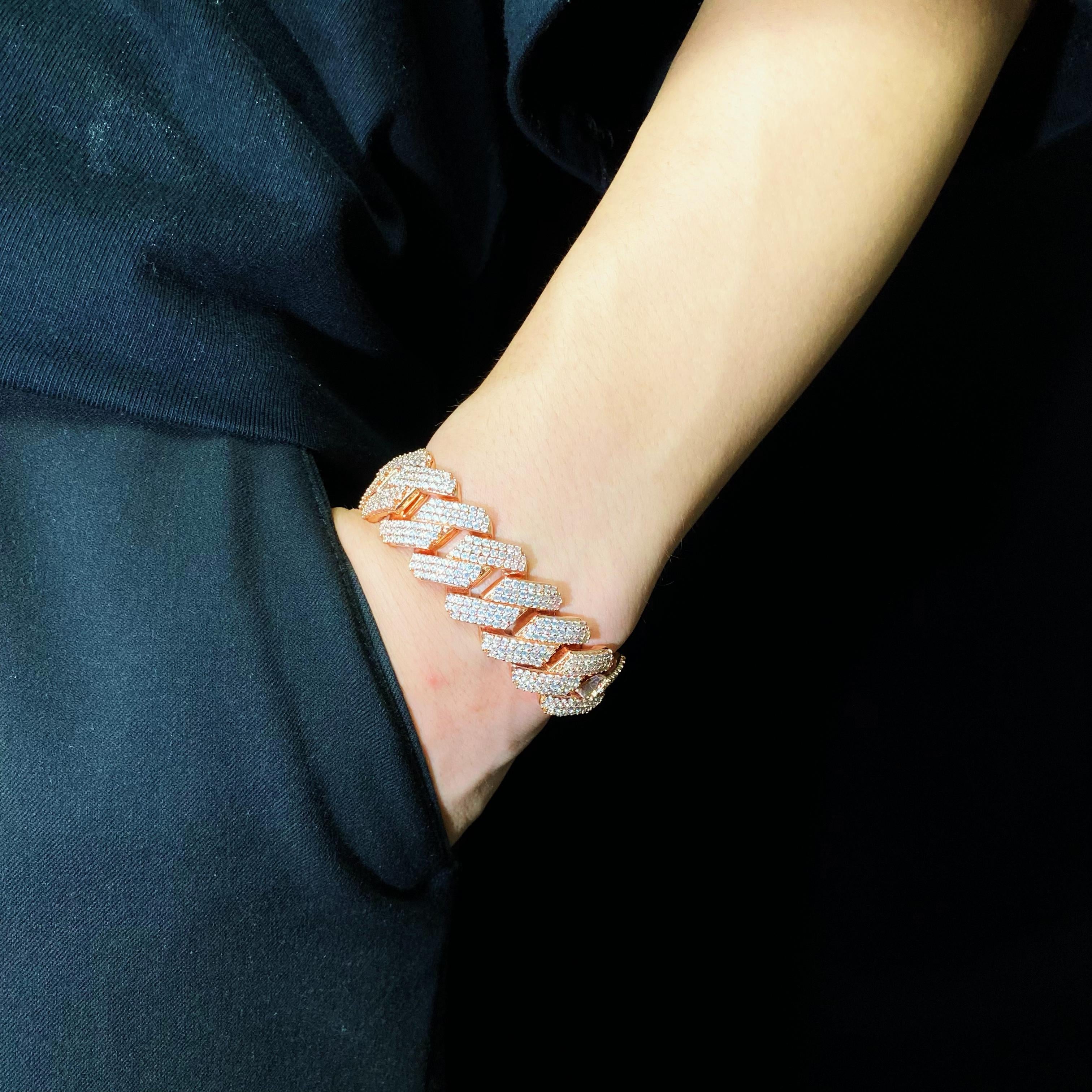 19mm Diamond Prong Cuban Bracelet