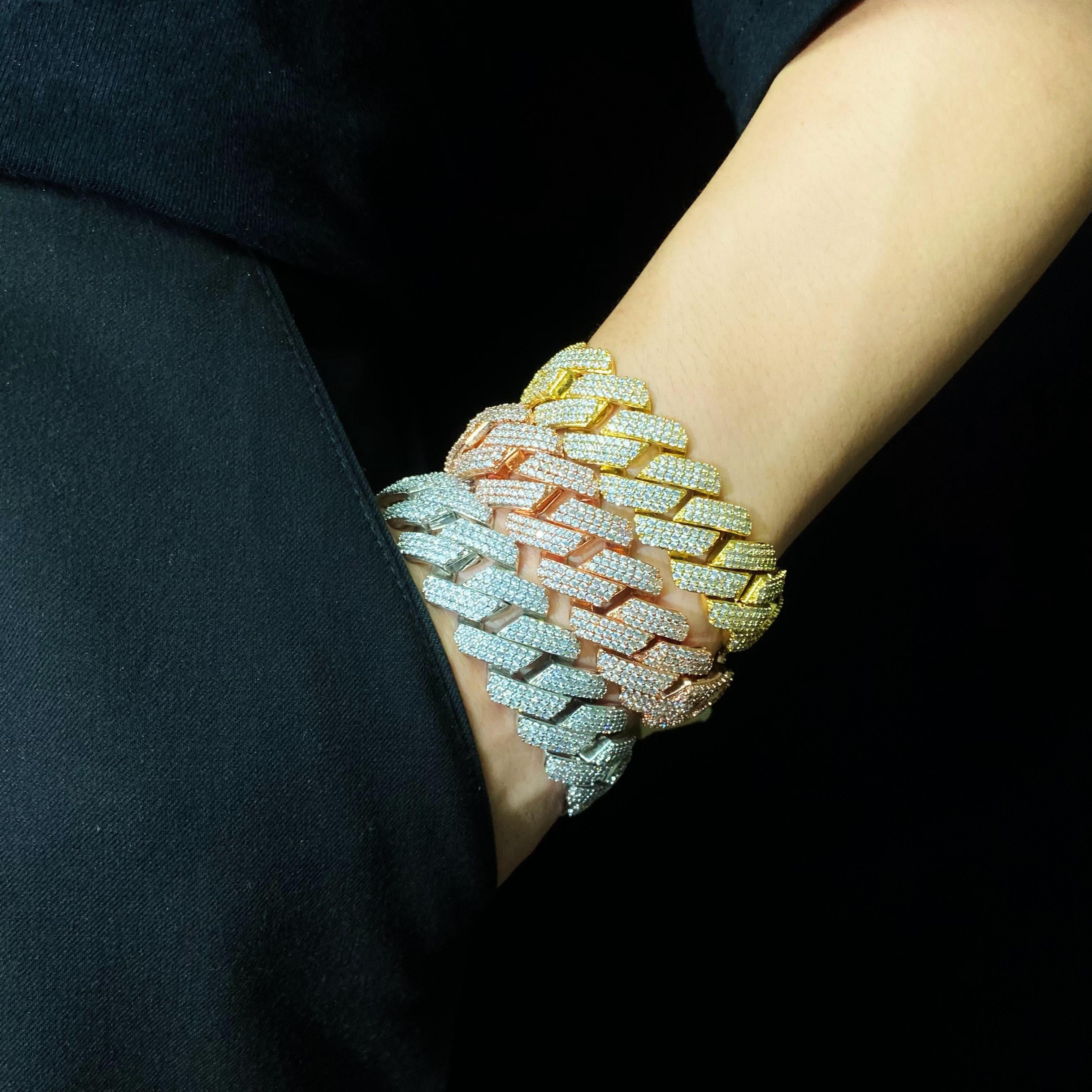 19mm Diamond Prong Cuban Bracelet