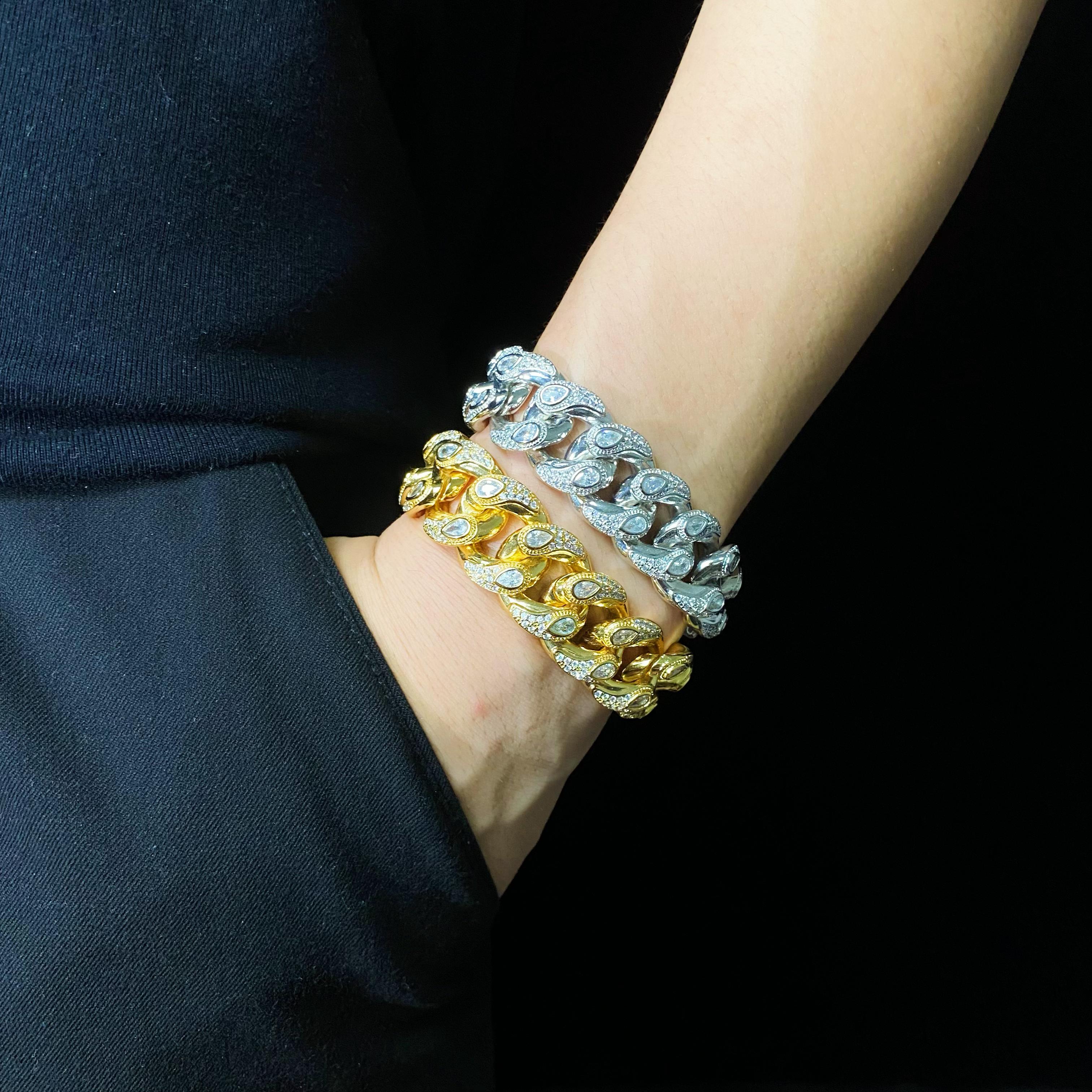 19mm Diamond Bandana Cuban Bracelet