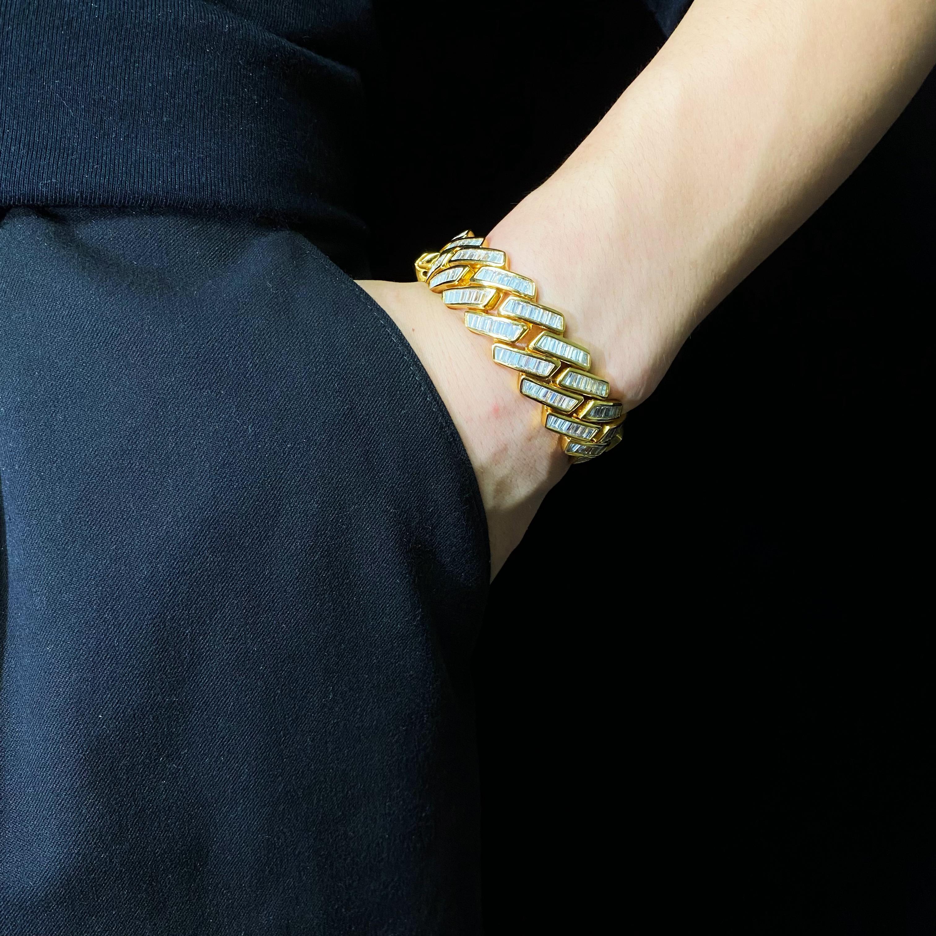 19mm Diamond Baguette Prong Cuban Link Bracelet