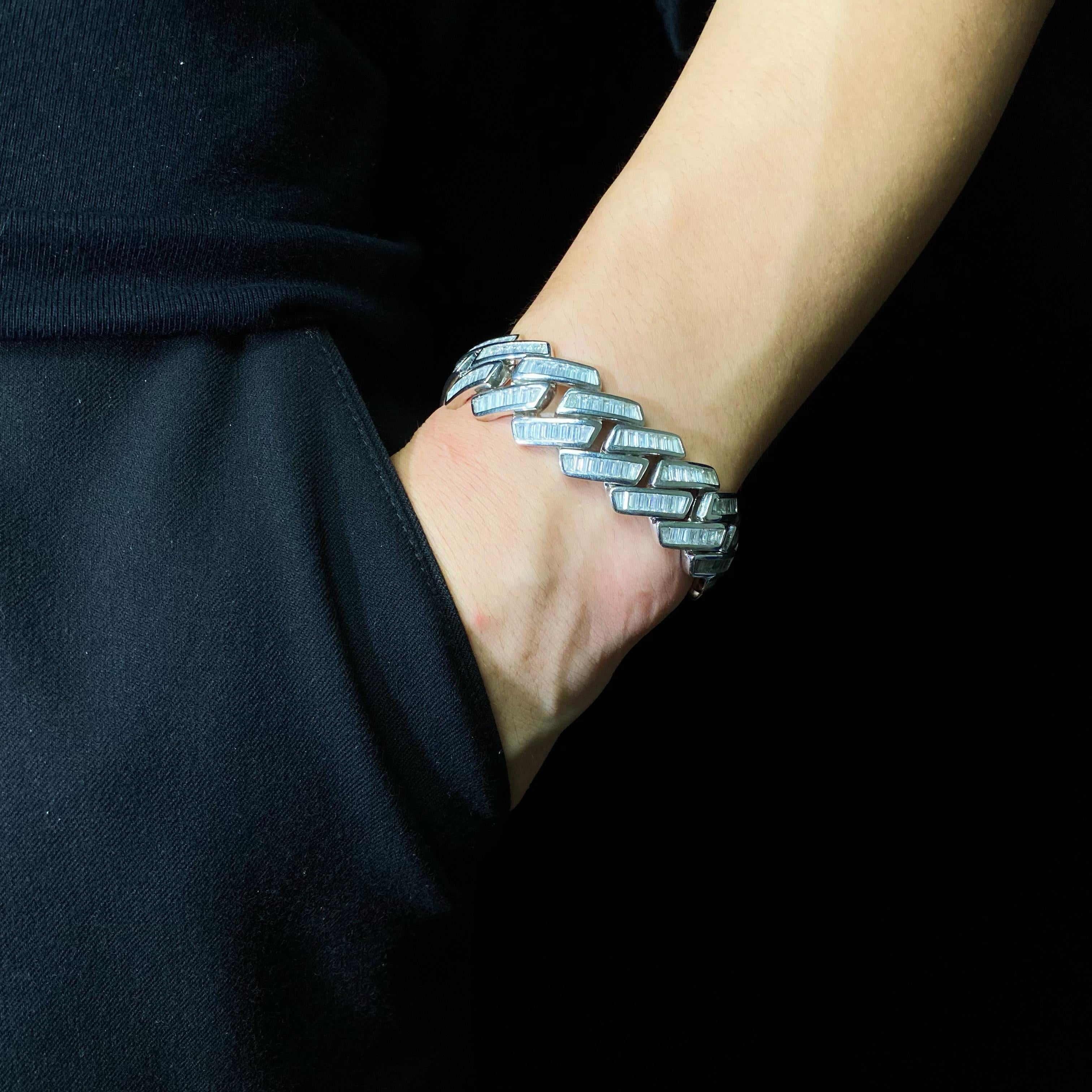 19mm Diamond Baguette Prong Cuban Link Bracelet