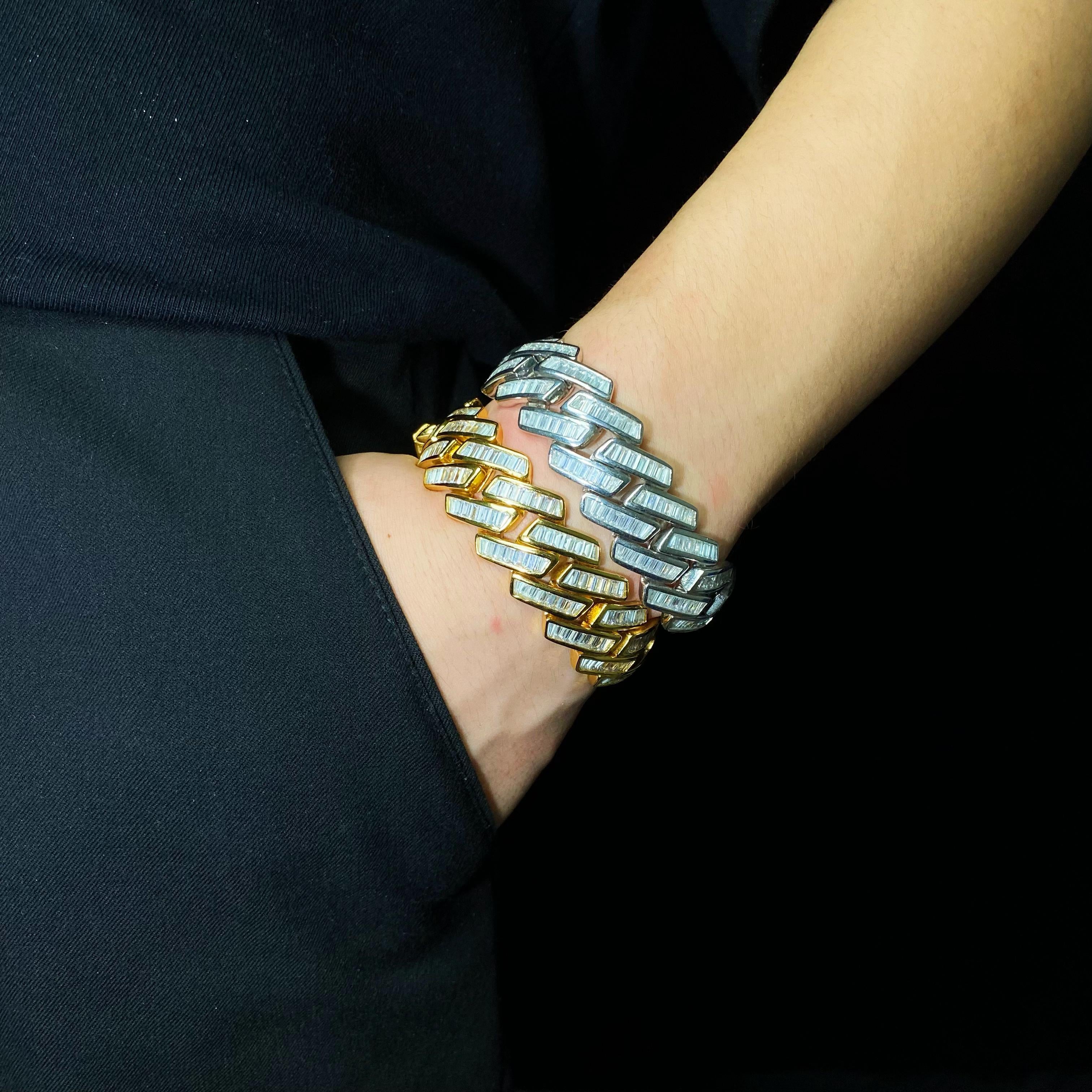 19mm Diamond Baguette Prong Cuban Link Bracelet