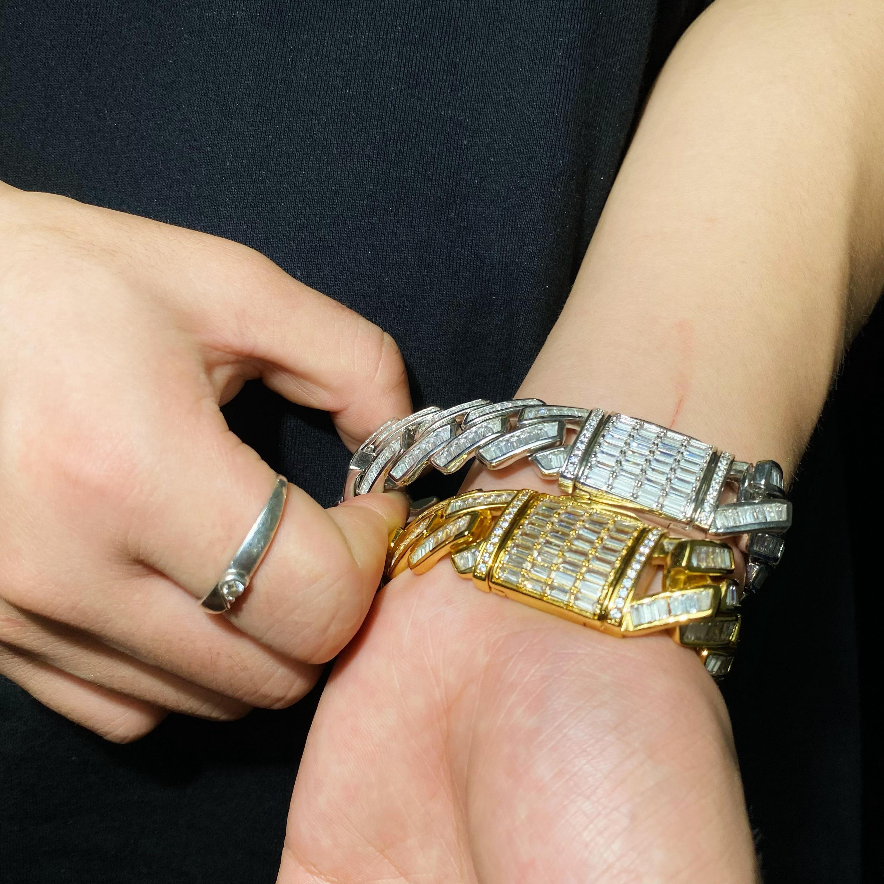 19mm Diamond Baguette Prong Cuban Link Bracelet