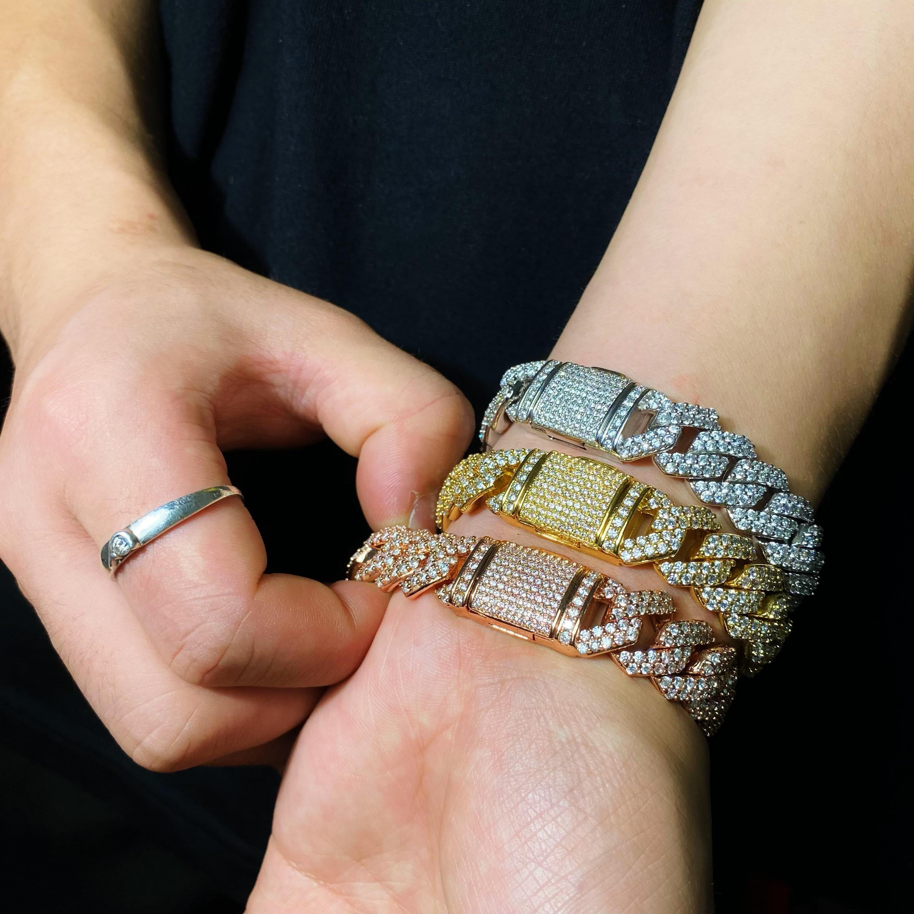 14mm Iced Prong Cuban Bracelet