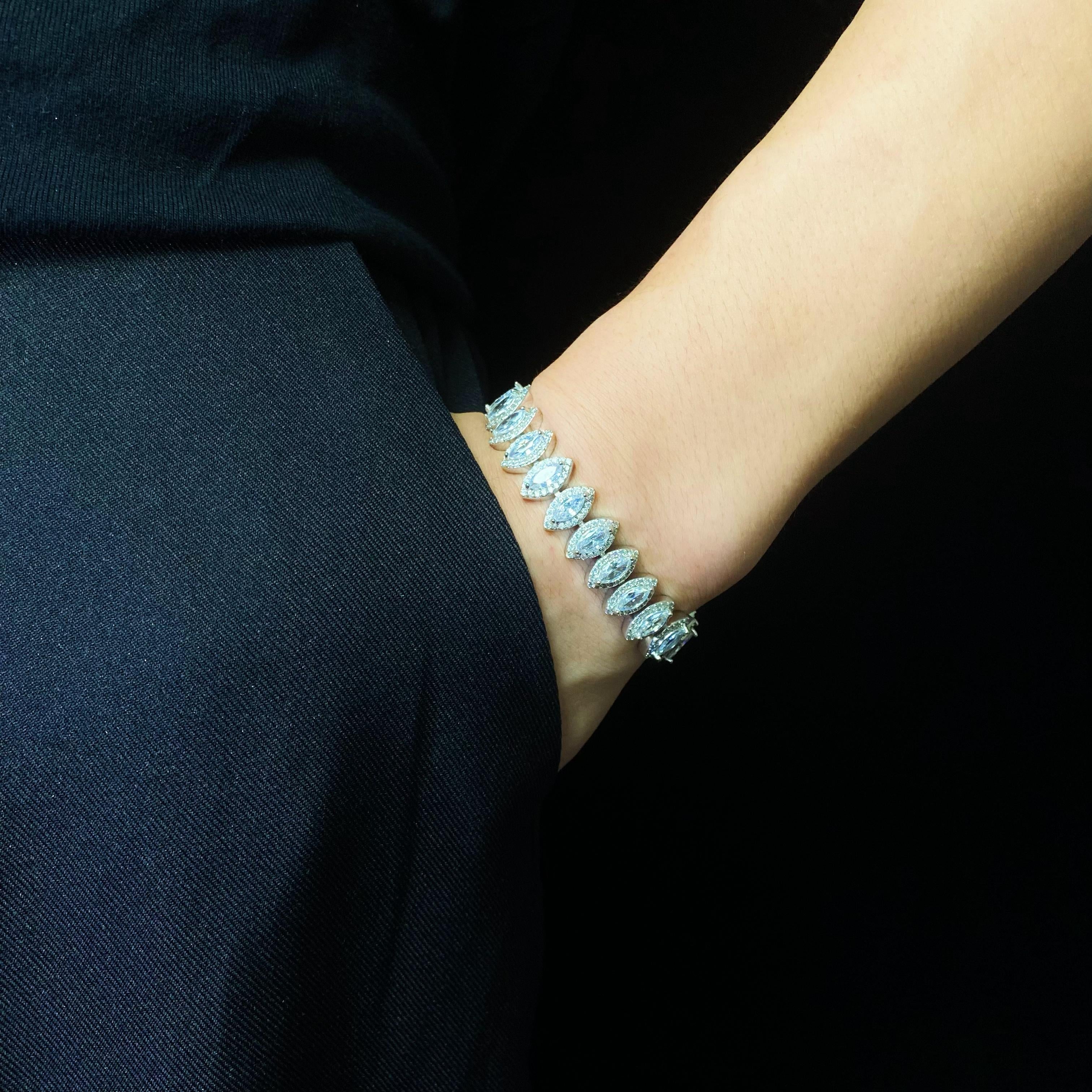 10mm Marquise Cut Cluster Tennis Bracelet