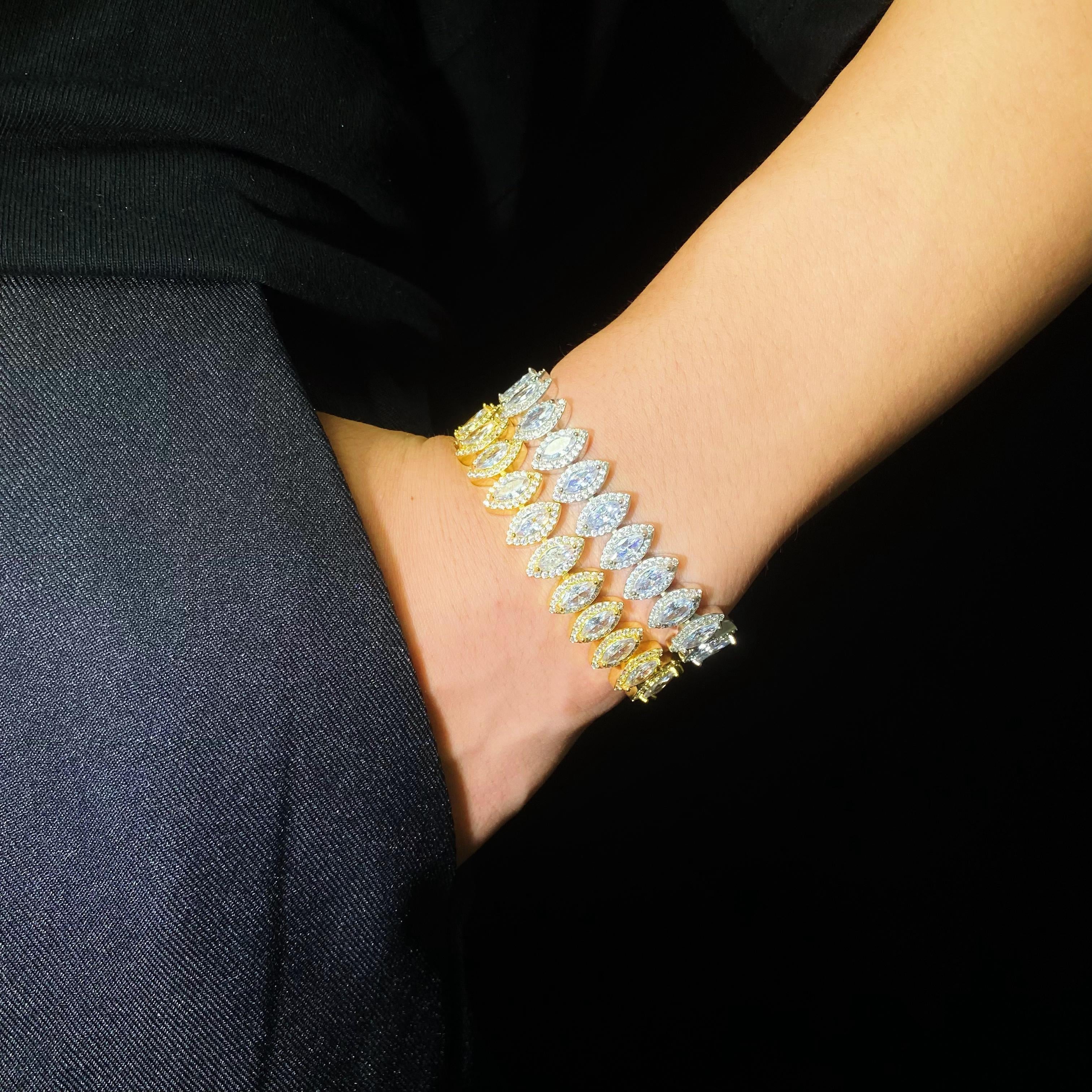 10mm Marquise Cut Cluster Tennis Bracelet