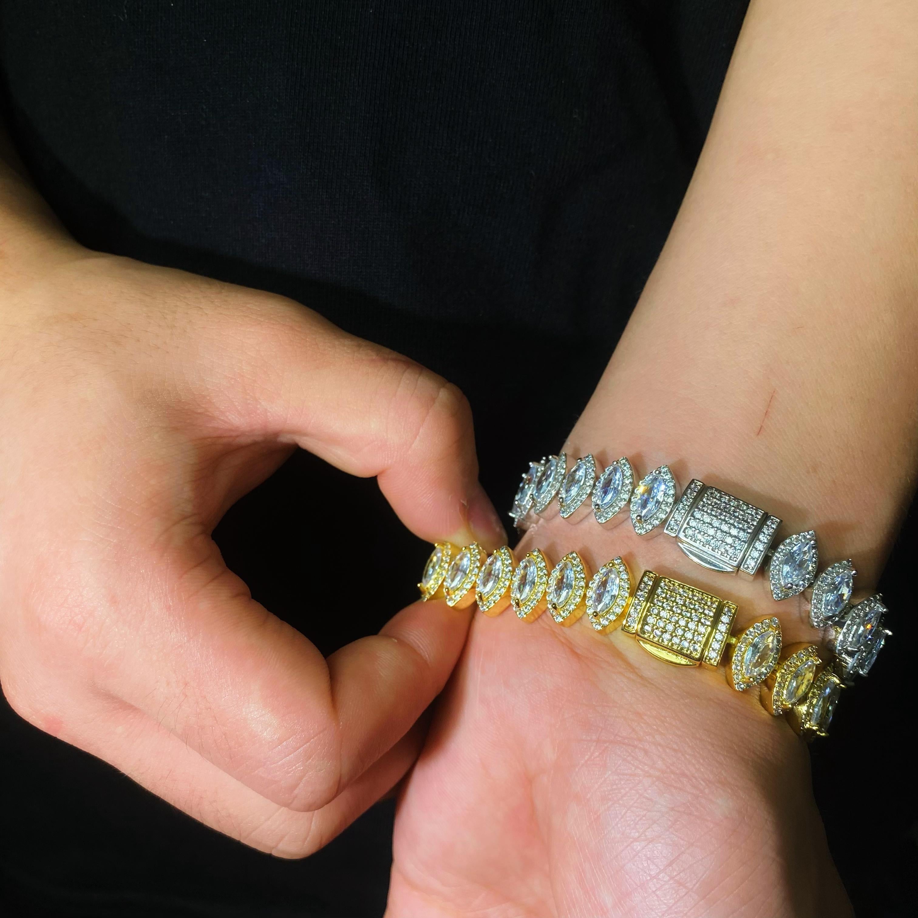 10mm Marquise Cut Cluster Tennis Bracelet