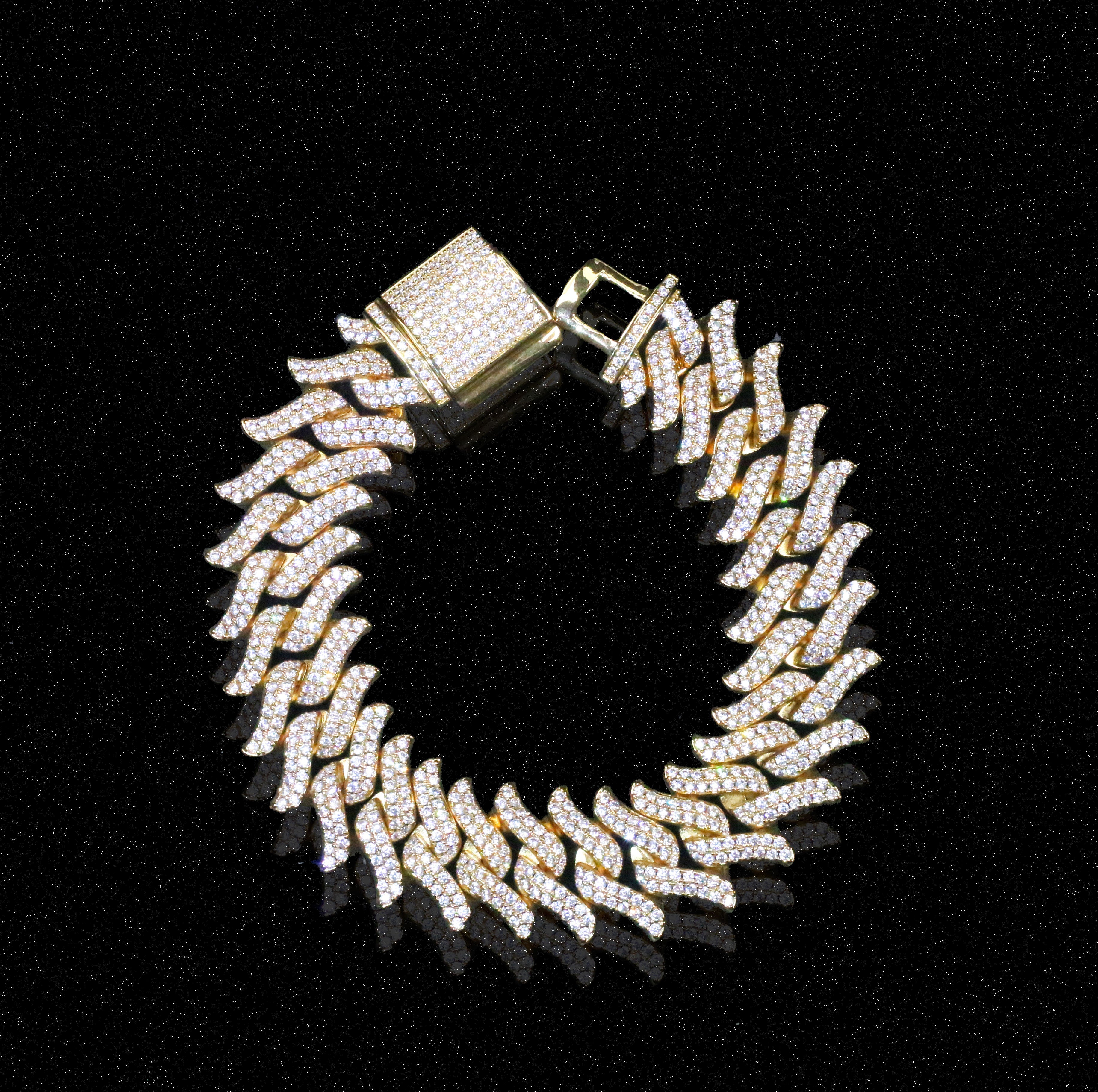 15mm Spiked Diamond Cuban Bracelet Chain