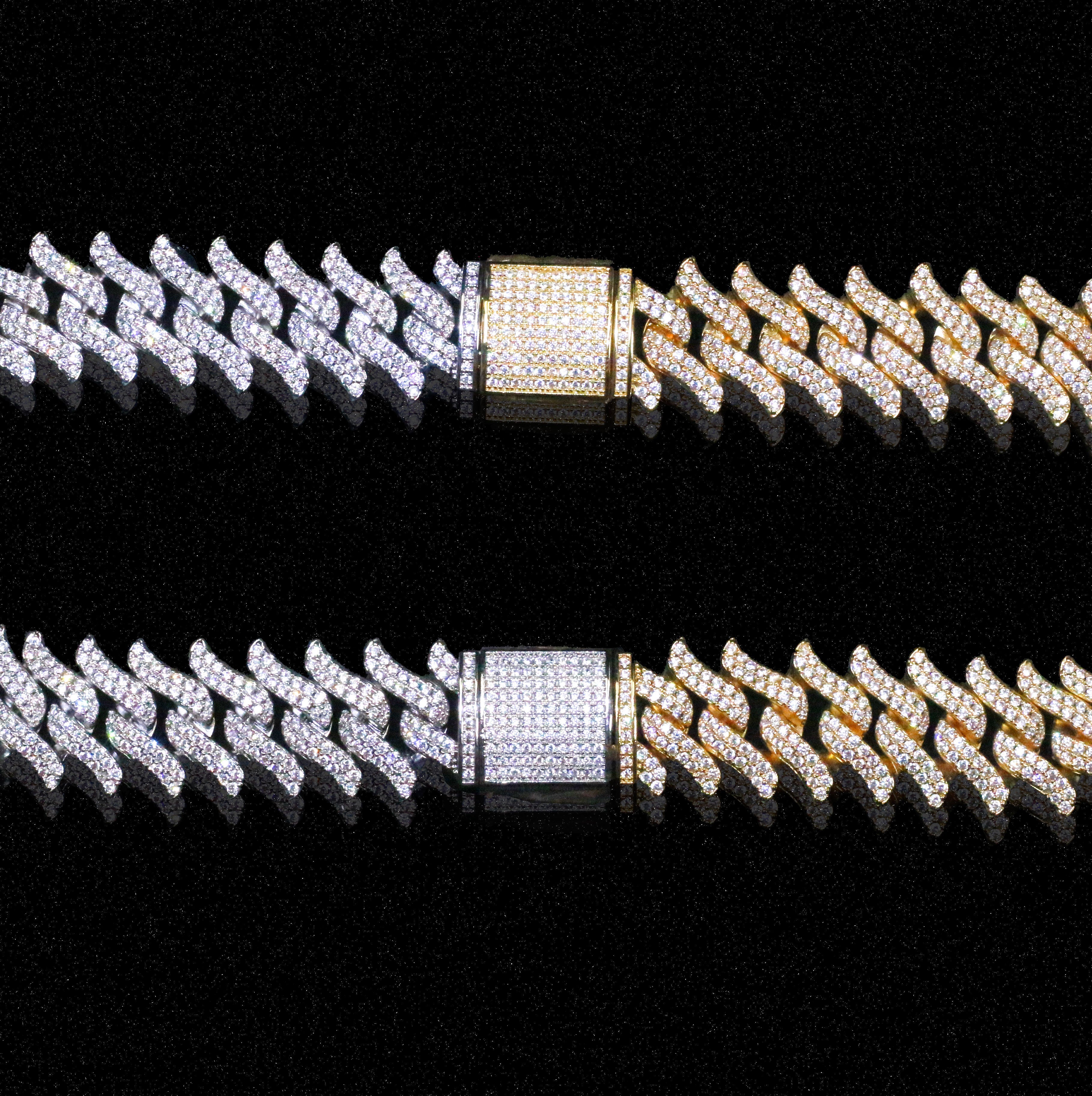 15mm Spiked Diamond Cuban Bracelet Chain
