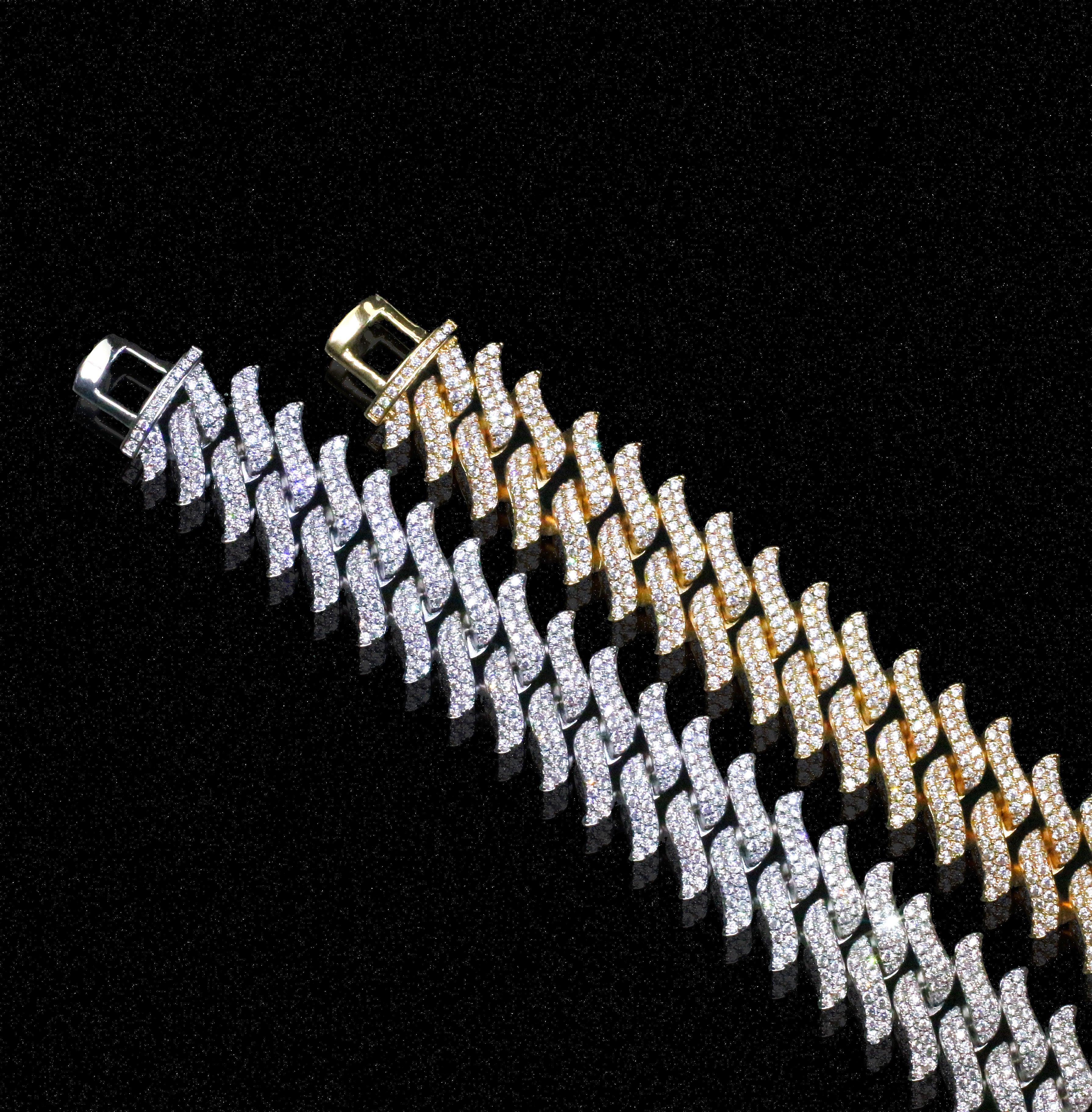 15mm Spiked Diamond Cuban Bracelet Chain
