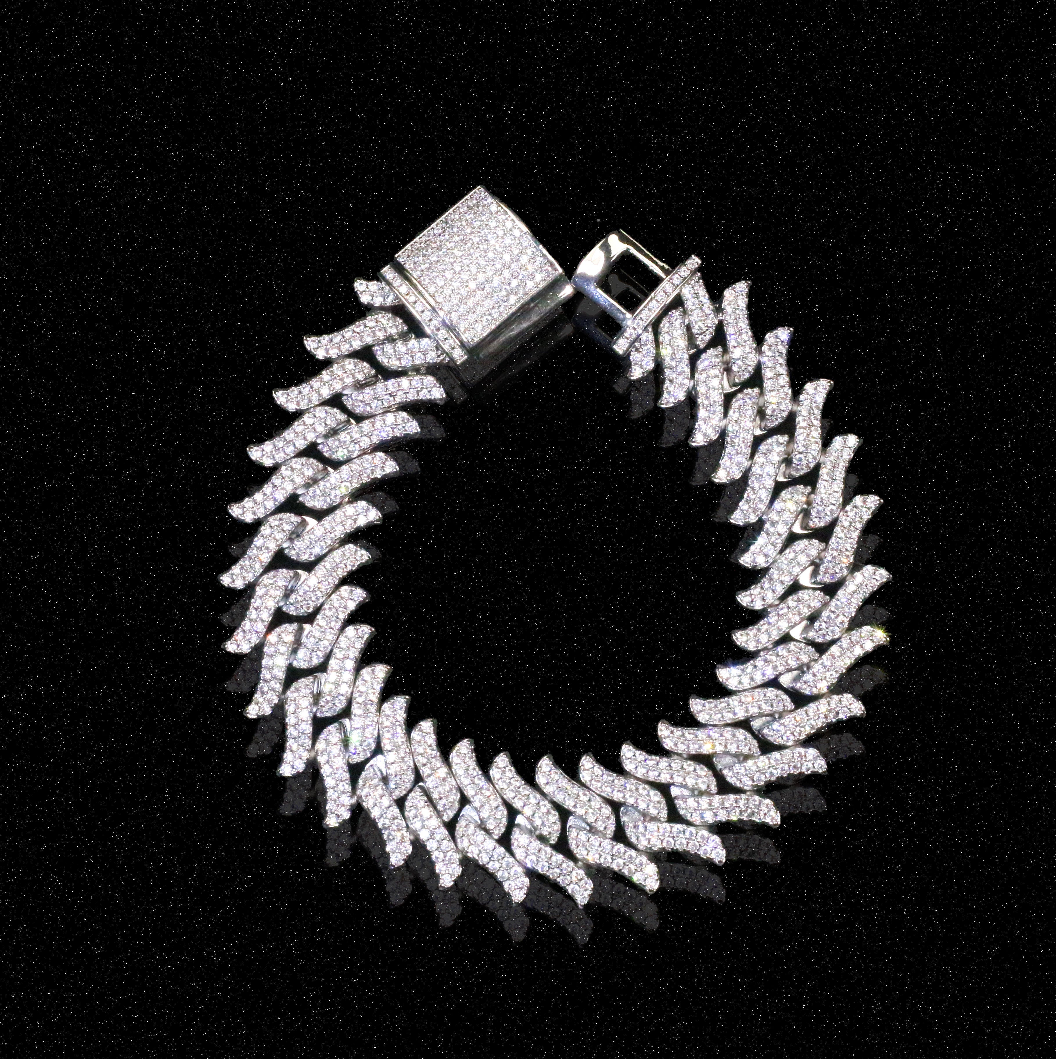 15mm Spiked Diamond Cuban Bracelet Chain