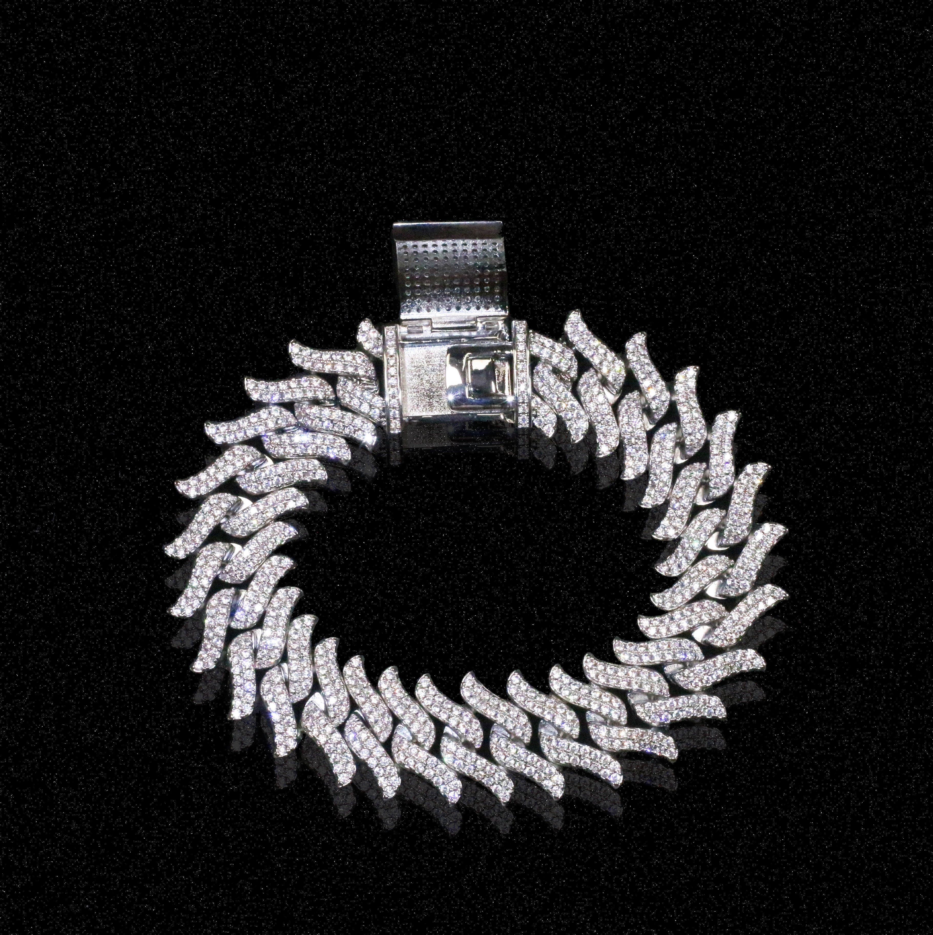 15mm Spiked Diamond Cuban Bracelet Chain
