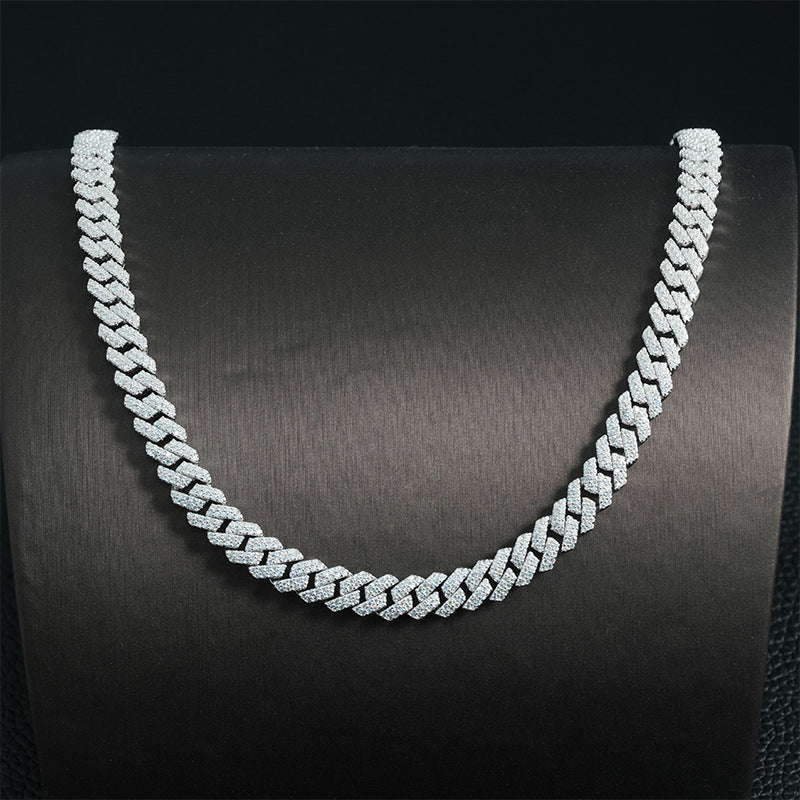 925 Silver Moissanite Cuban Chain & Bracelet Set