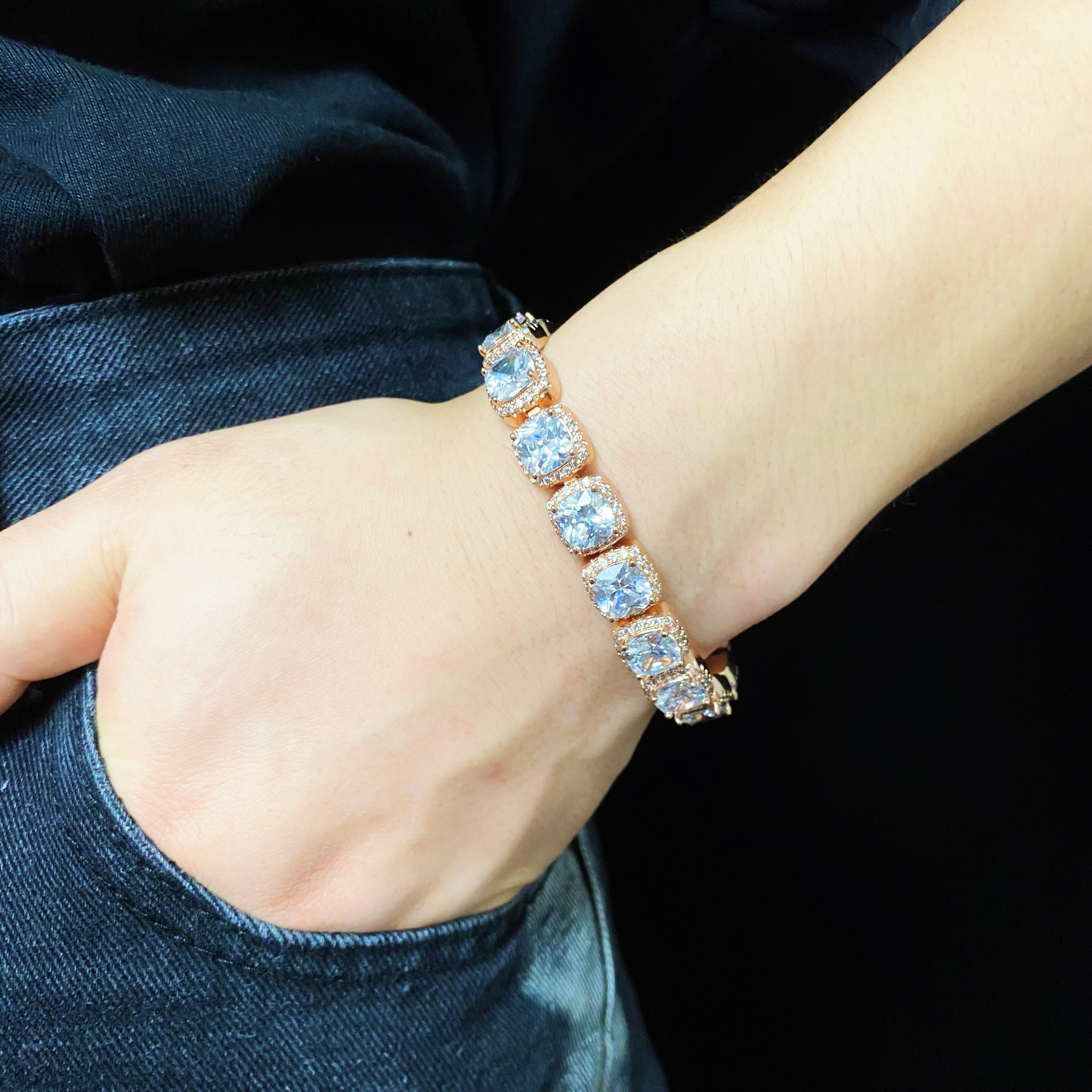 Cushion-cut Cluster Tennis Bracelet