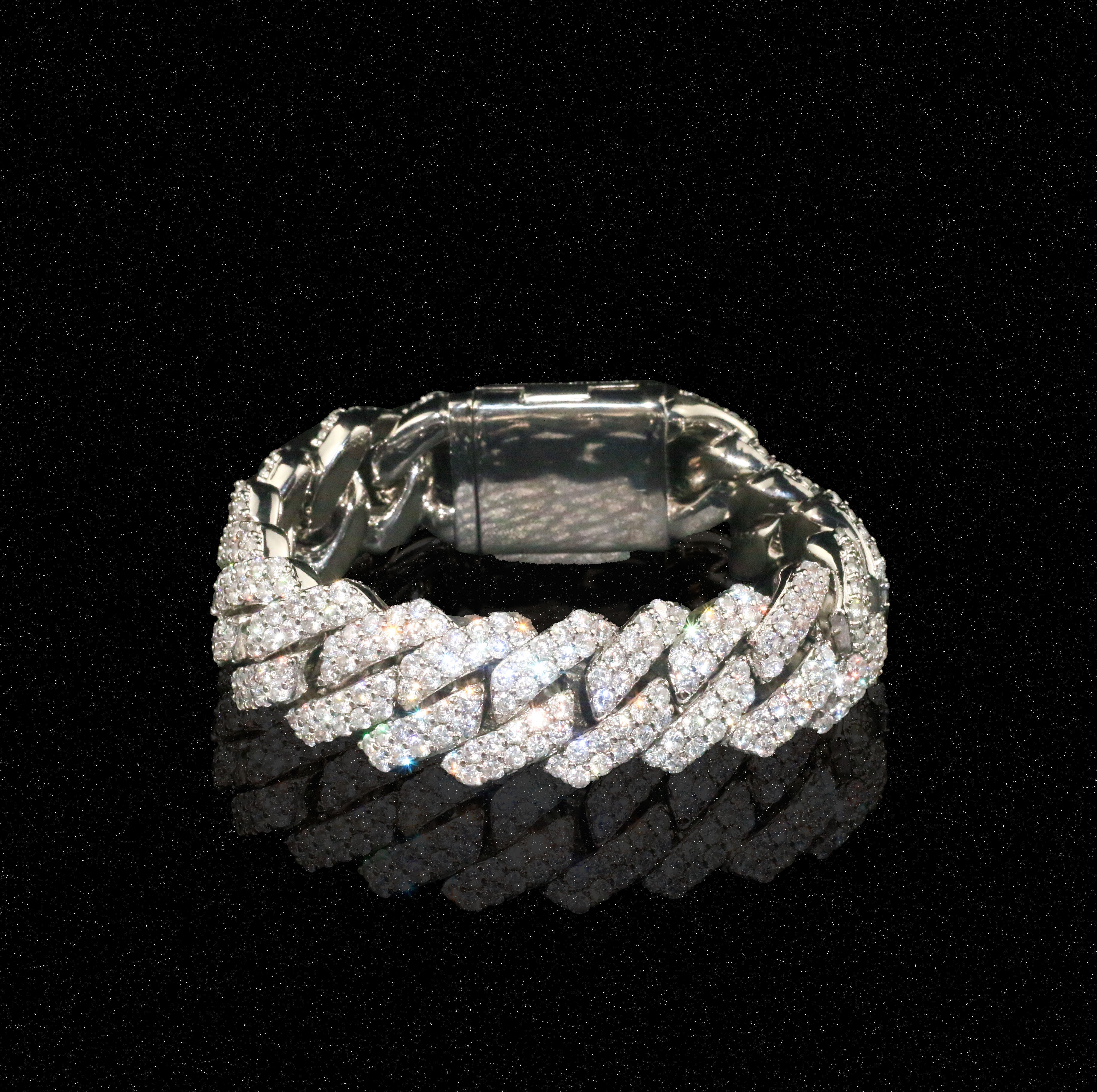 19mm Diamond Prong Cuban Link Bracelet
