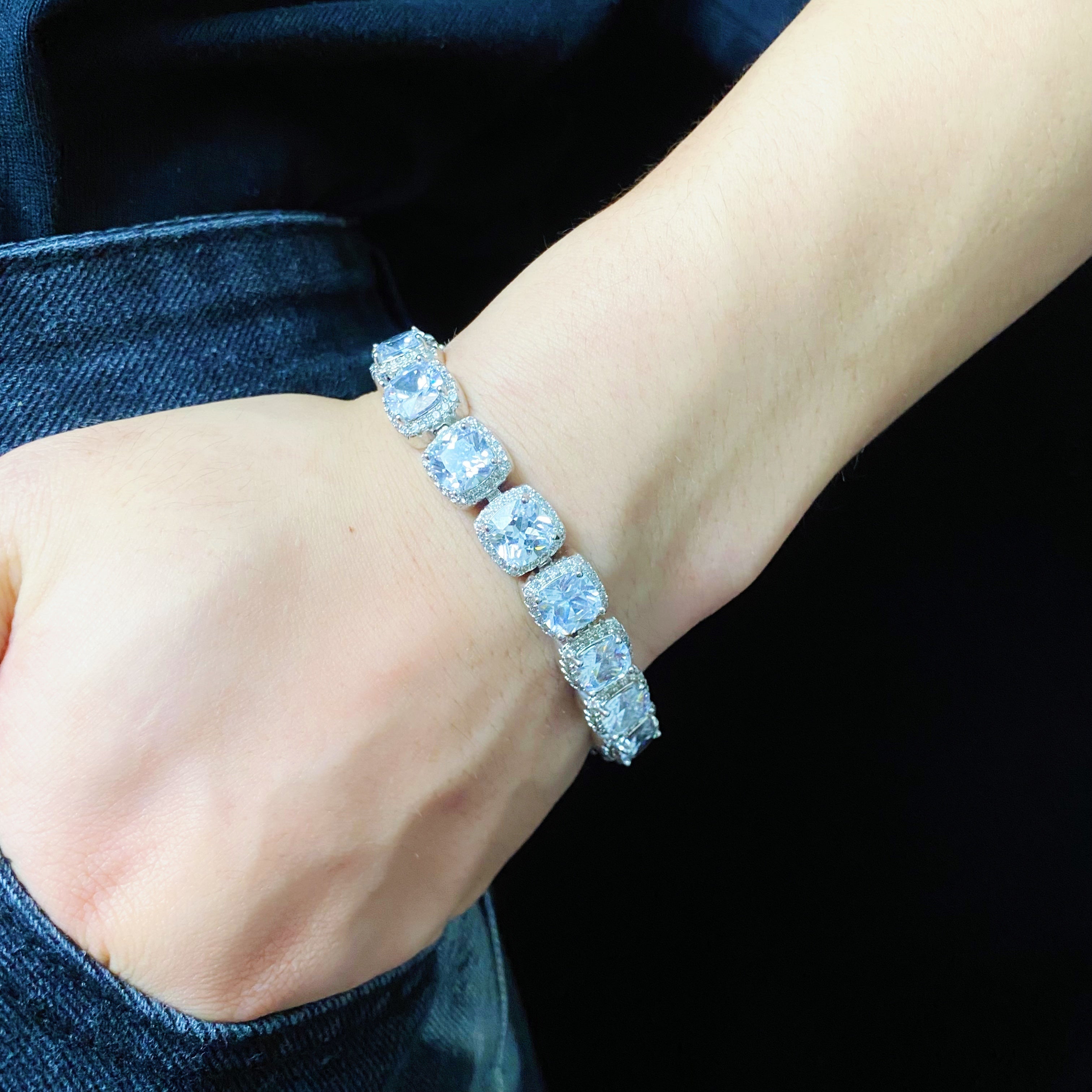 Cushion-cut Cluster Tennis Bracelet