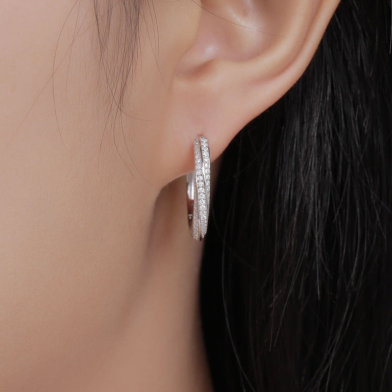 925 Silver Moissanite Earrings 21mm