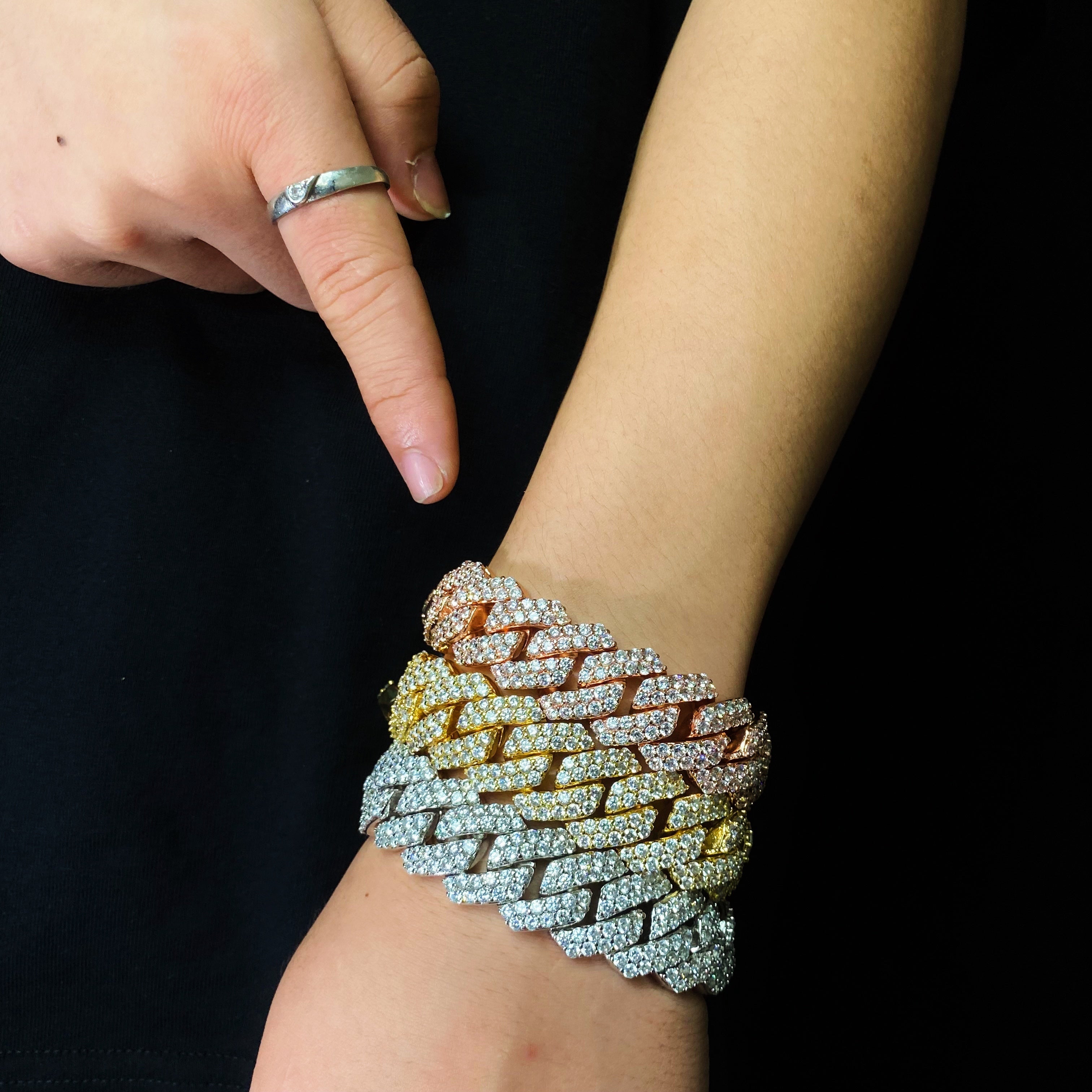 19mm Diamond Prong Cuban Link Bracelet