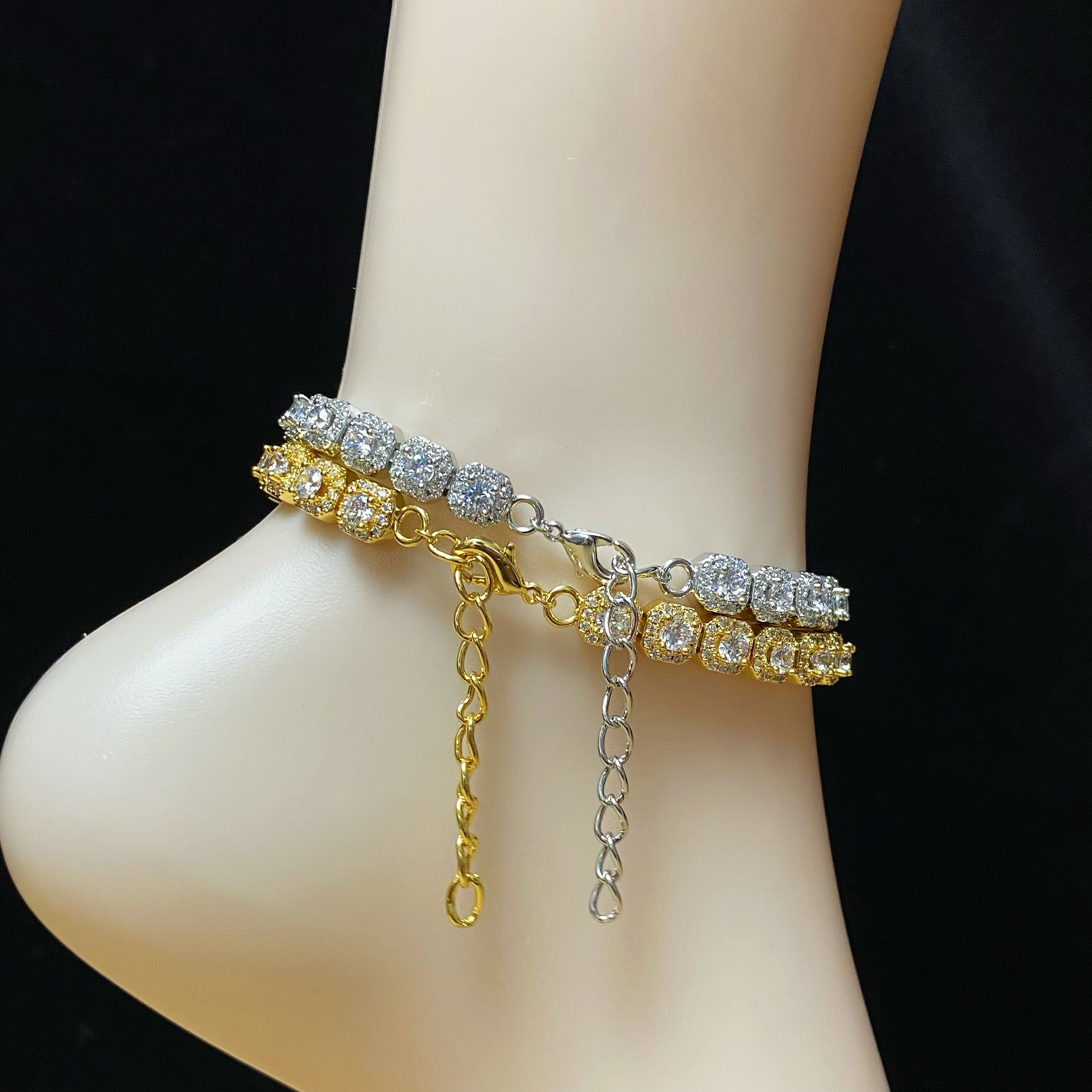 Clustered Tennis Anklet Women – Sparkling Ankle Bracelet
