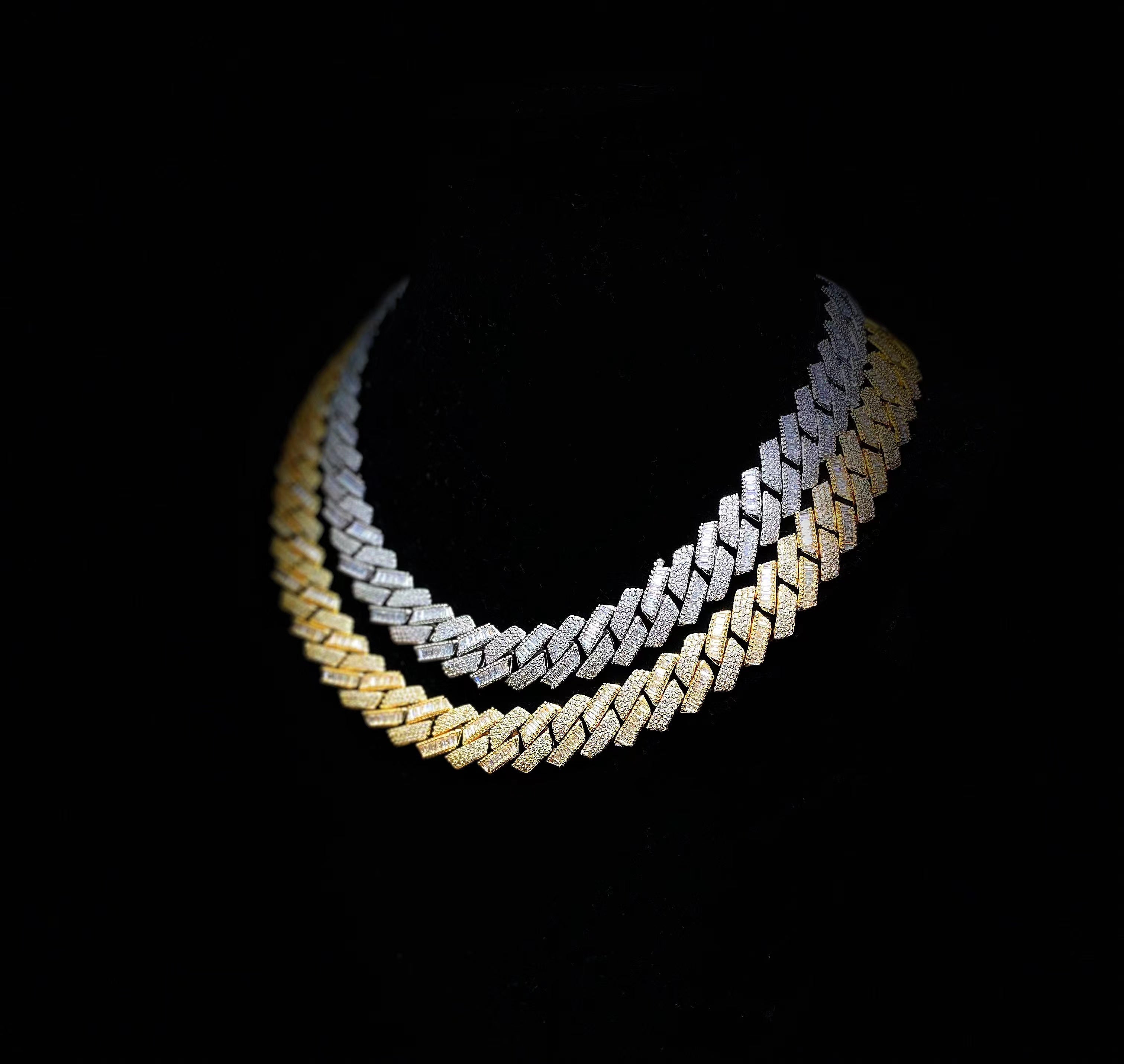 16mm Regular & Baguette Prong Cuban Chain