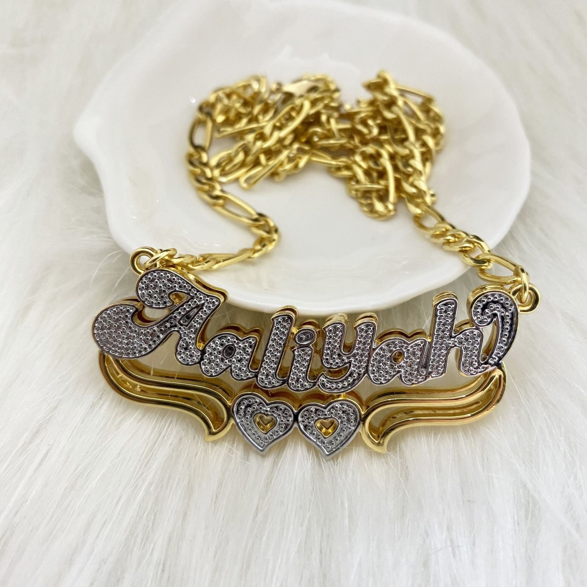 New double color name necklace
