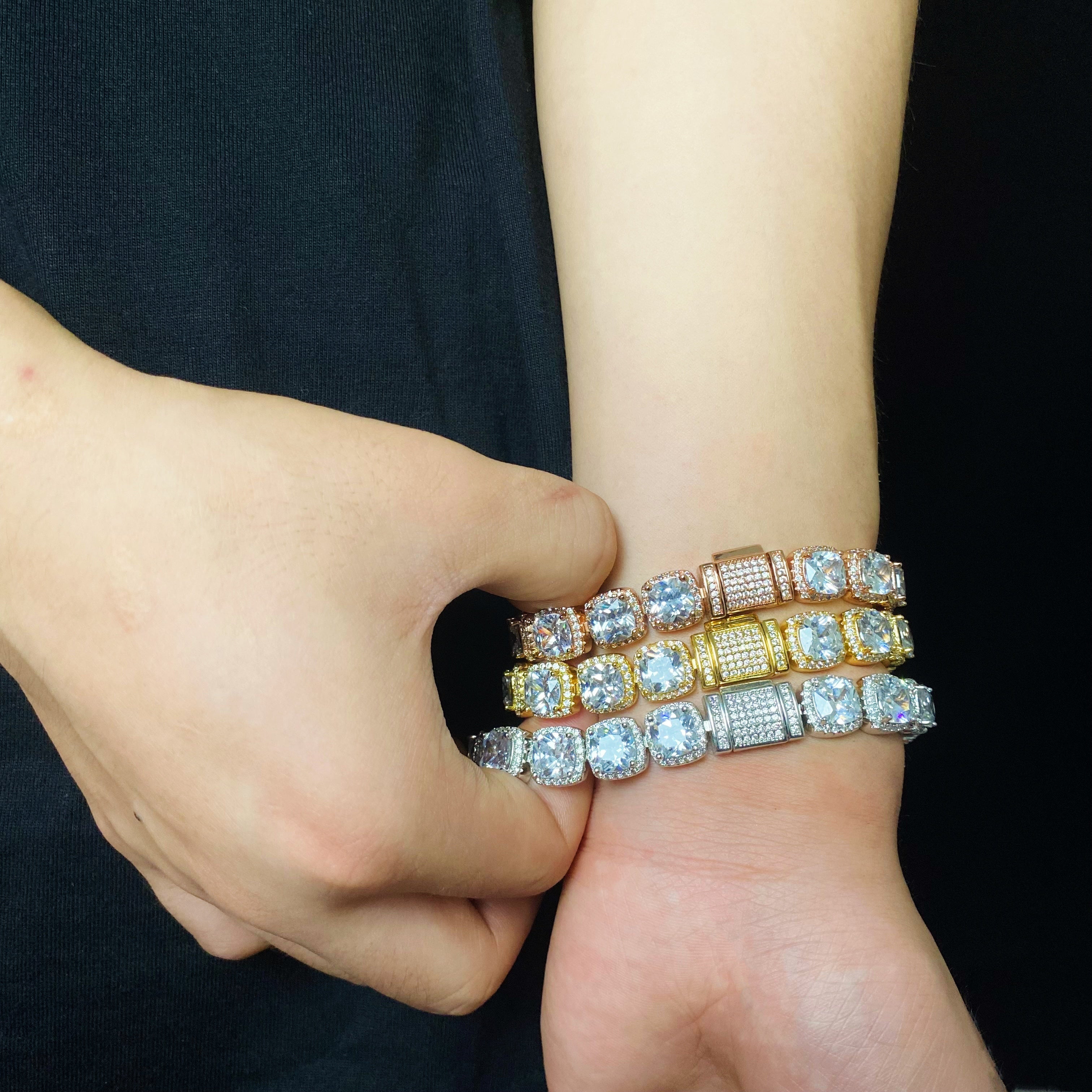 Cushion-cut Cluster Tennis Bracelet