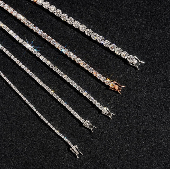 925 Silver Moissanite Tennis Bracelet & Chain