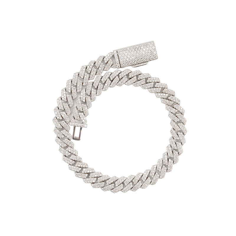 925 Silver Moissanite Cuban Chain & Bracelet Set
