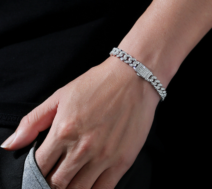 Moissanite Cuban Bracelet in 925 Silver