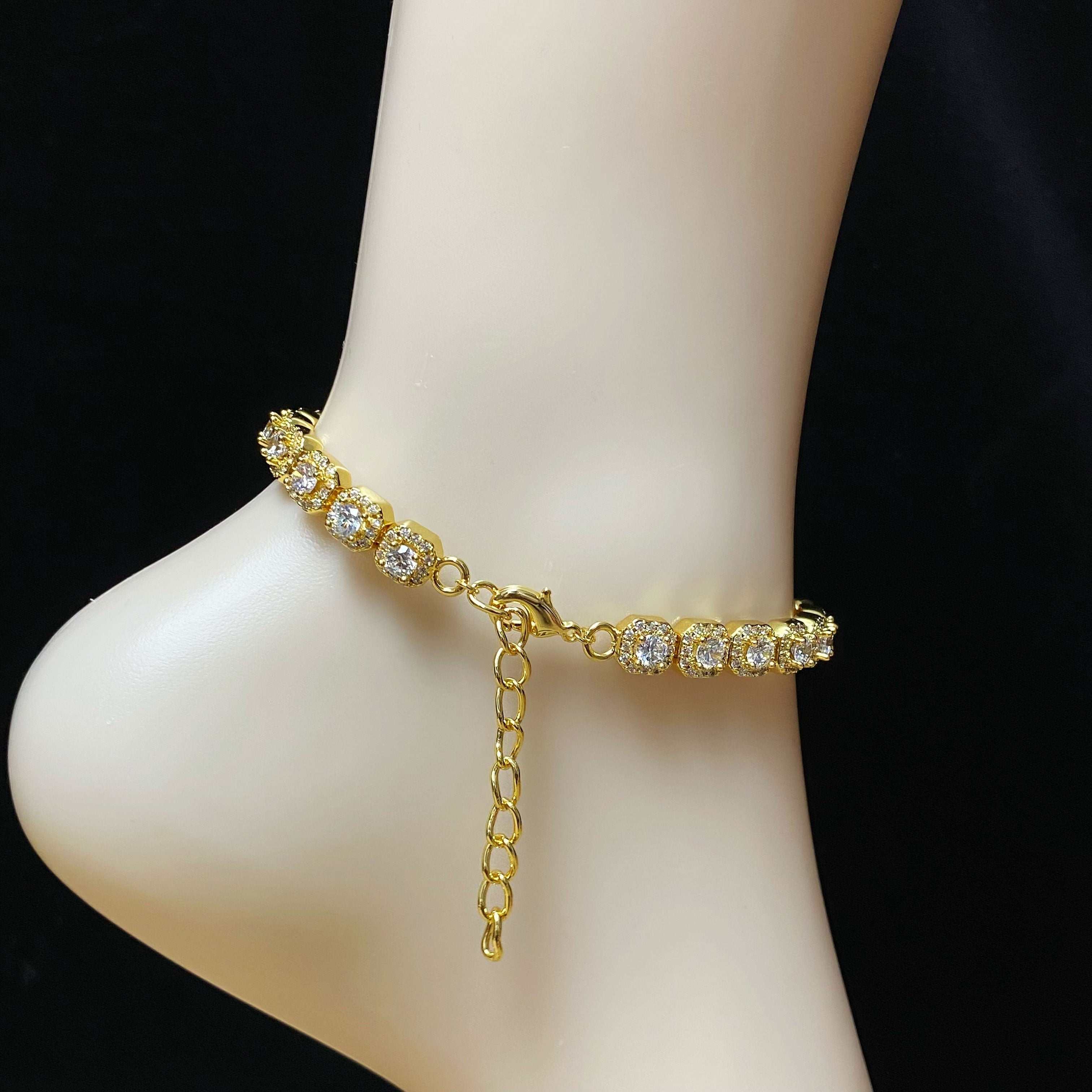 Clustered Tennis Anklet Women – Sparkling Ankle Bracelet