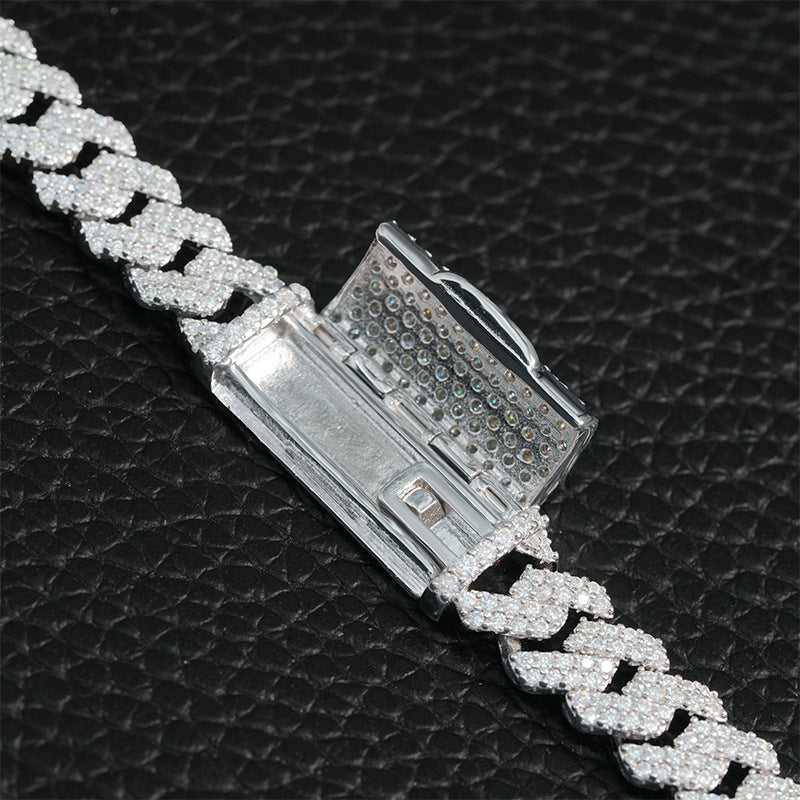 925 Silver Moissanite Cuban Chain & Bracelet Set