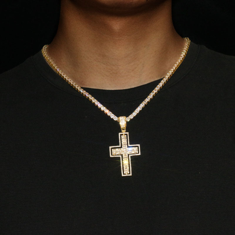 2 Side Diamond Cross Pendant