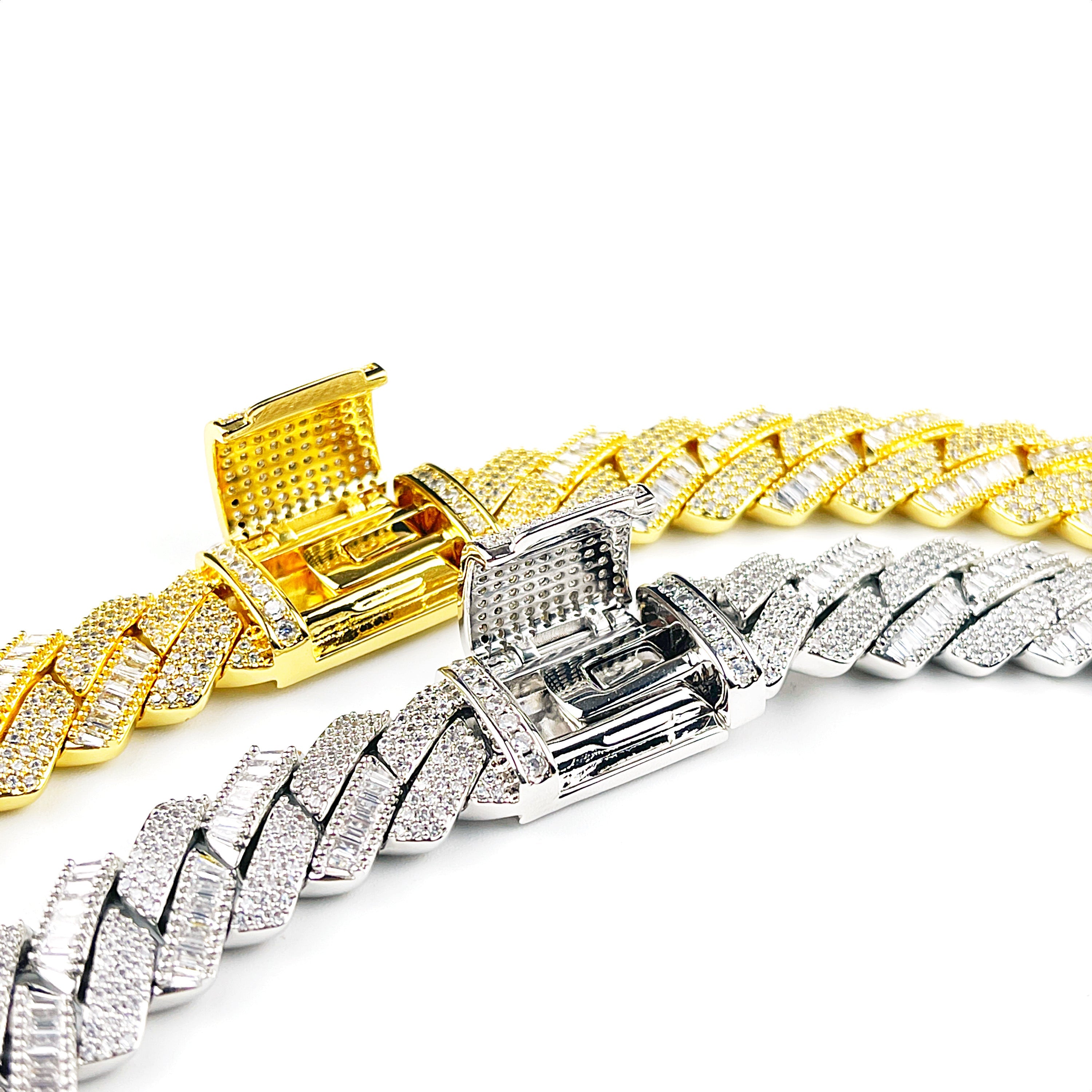 16mm Regular & Baguette Prong Cuban Chain