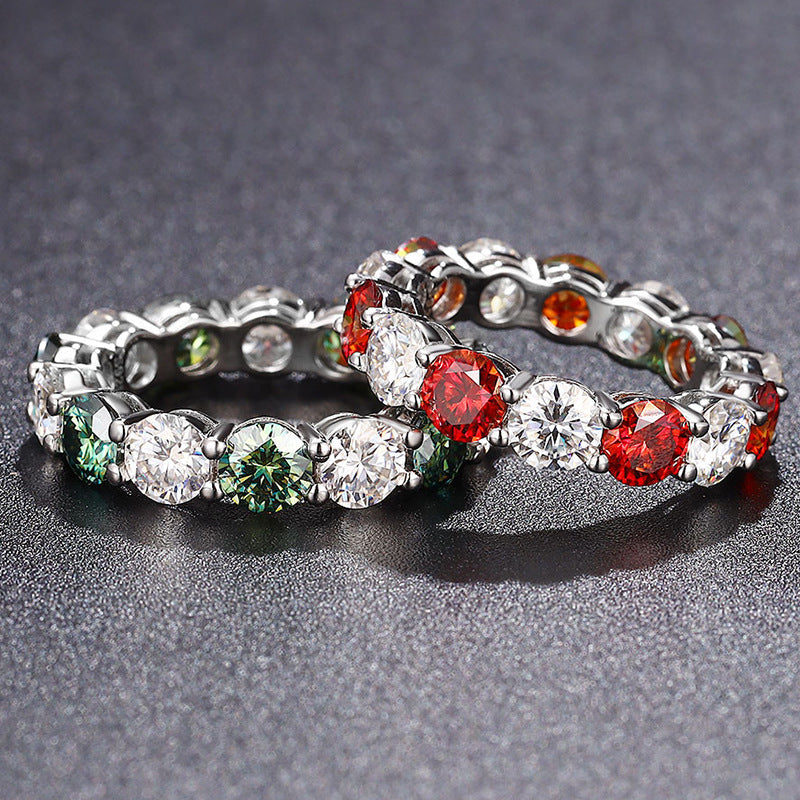 925 Silver Moissanite Single Row Eternity Ring
