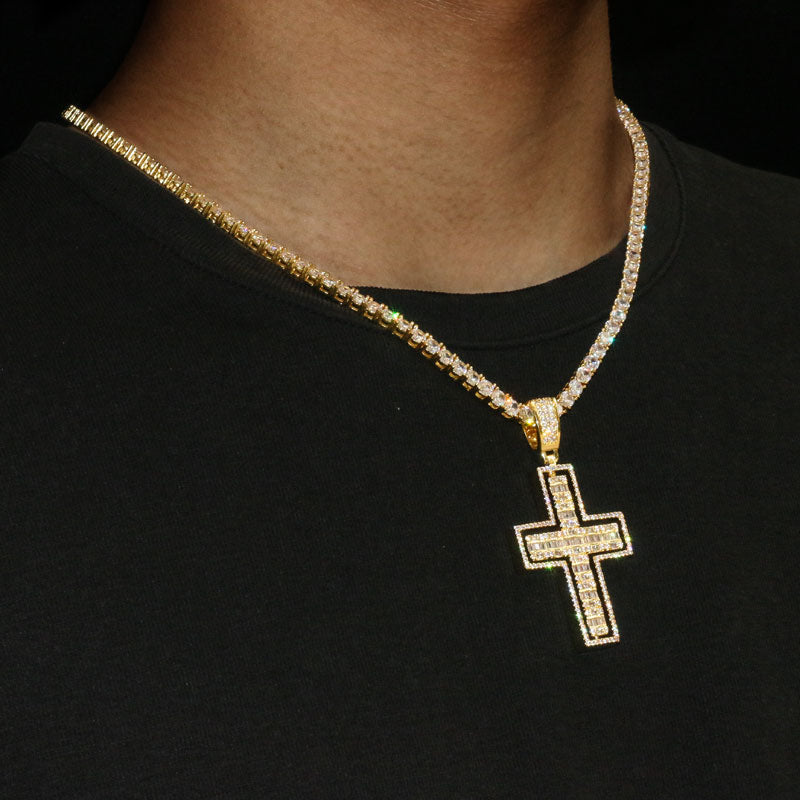2 Side Diamond Cross Pendant
