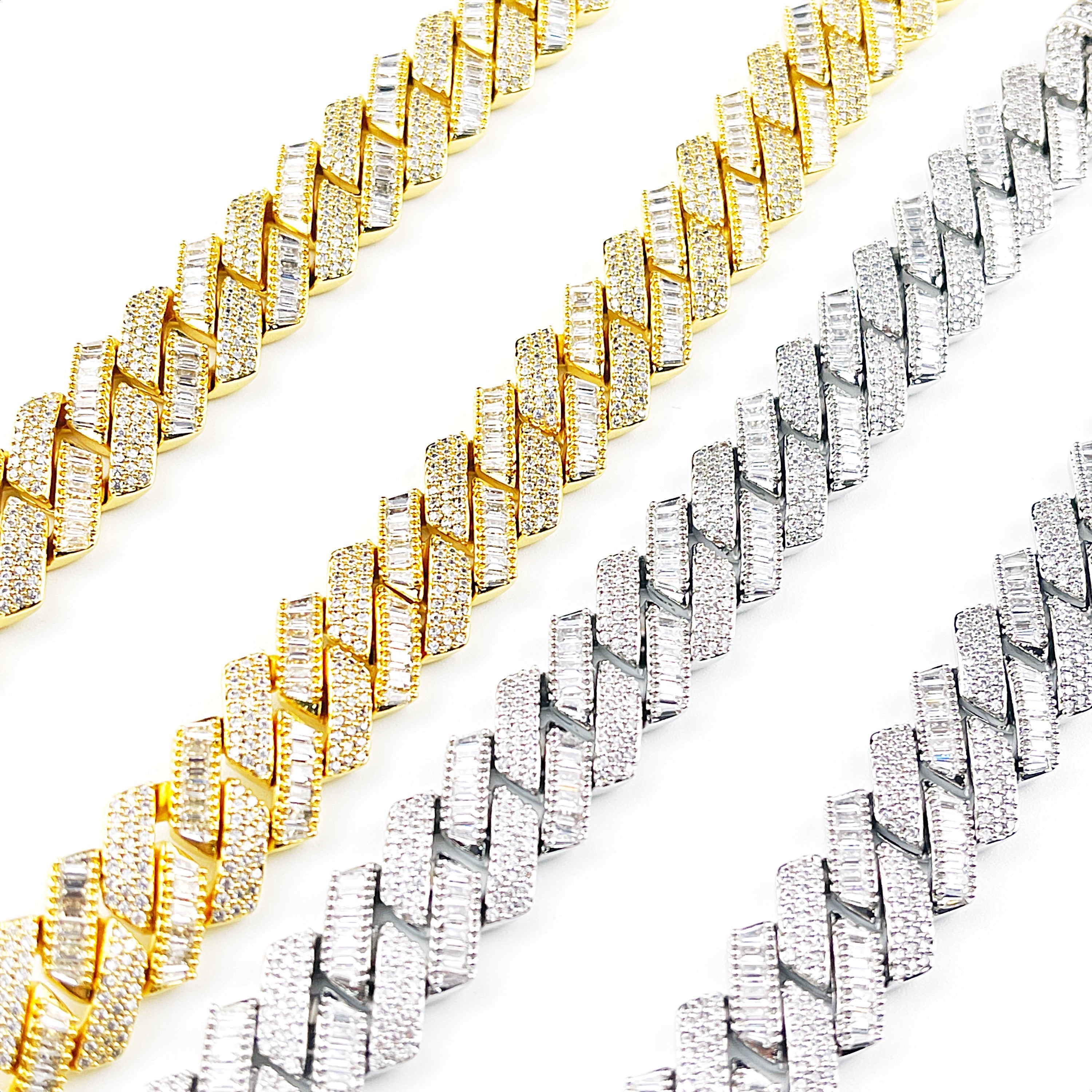 16mm Regular & Baguette Prong Cuban Chain