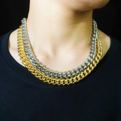 12mm and 8mm Miami Cuban Chain 18k Gold