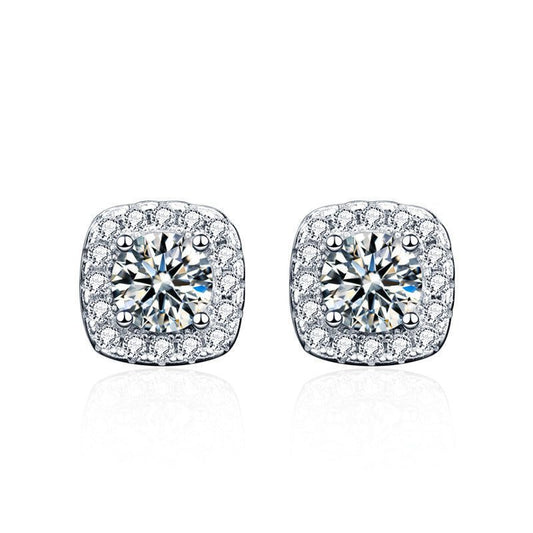 Earrings 925 Sterling Silver VVS Moissanite Diamond Stud Earring