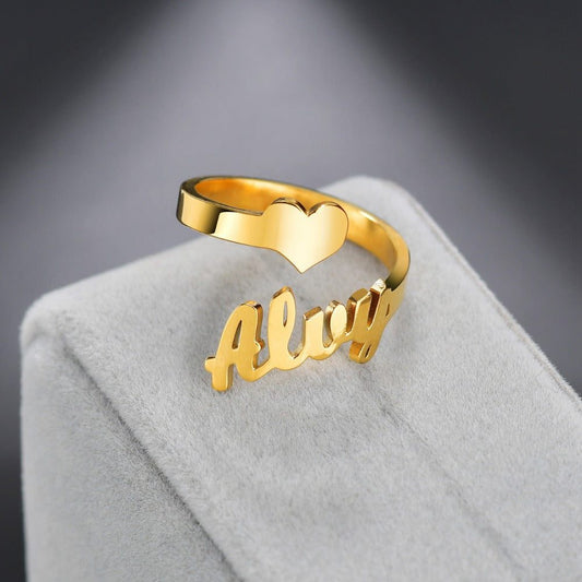 Custom fashion stainless steel name personalized letter ring