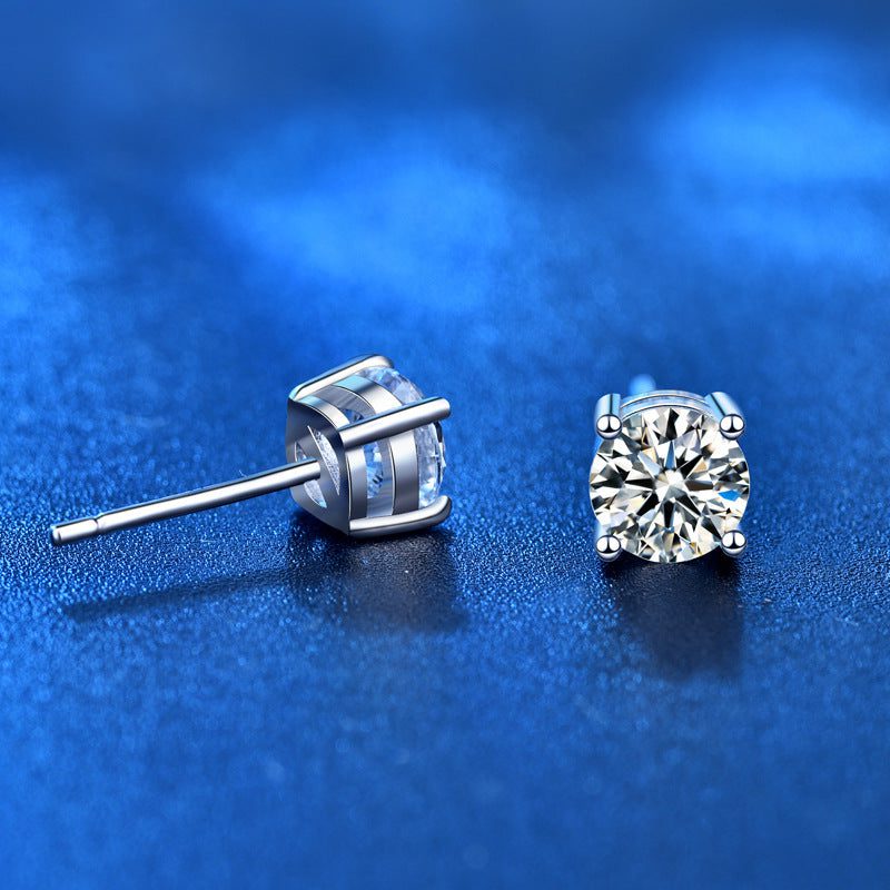 925 Silver Diamond Moissanite 5mm Sterling Silver Stud Earrings