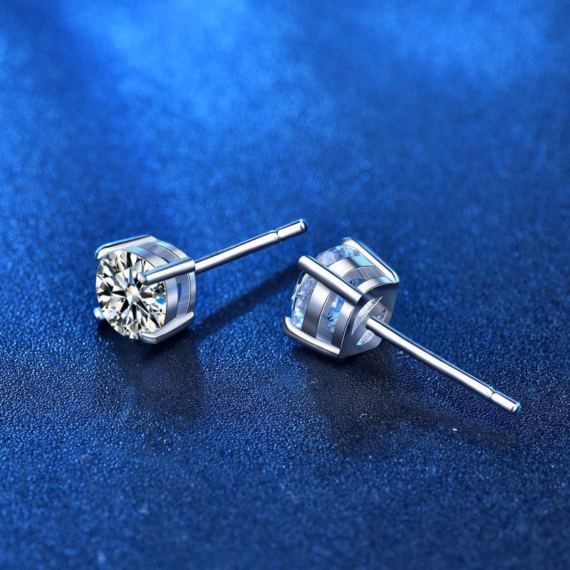 925 Silver Diamond Moissanite 5mm Sterling Silver Stud Earrings