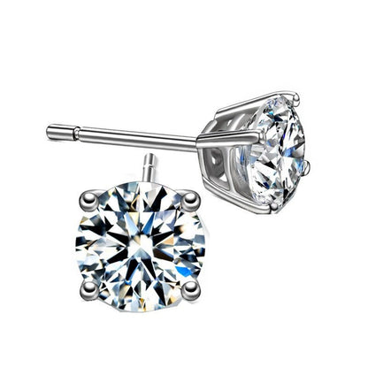 925 Silver Diamond Moissanite 5mm Sterling Silver Stud Earrings