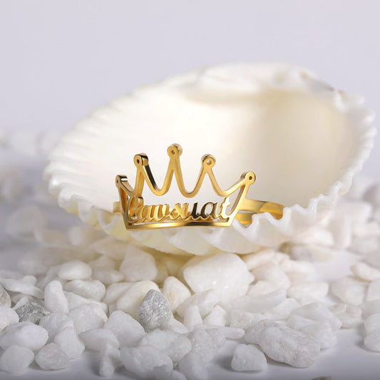 Crown custom name ring