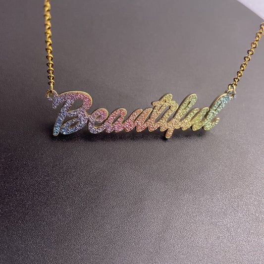 Custom name pendant glitter pink color sticker