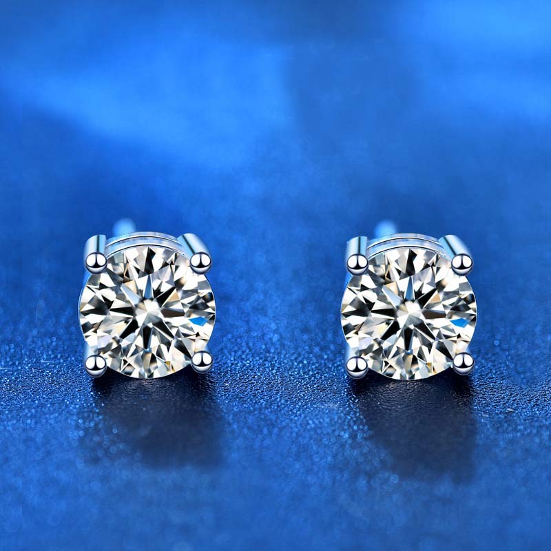 925 Silver Diamond Moissanite 5mm Sterling Silver Stud Earrings